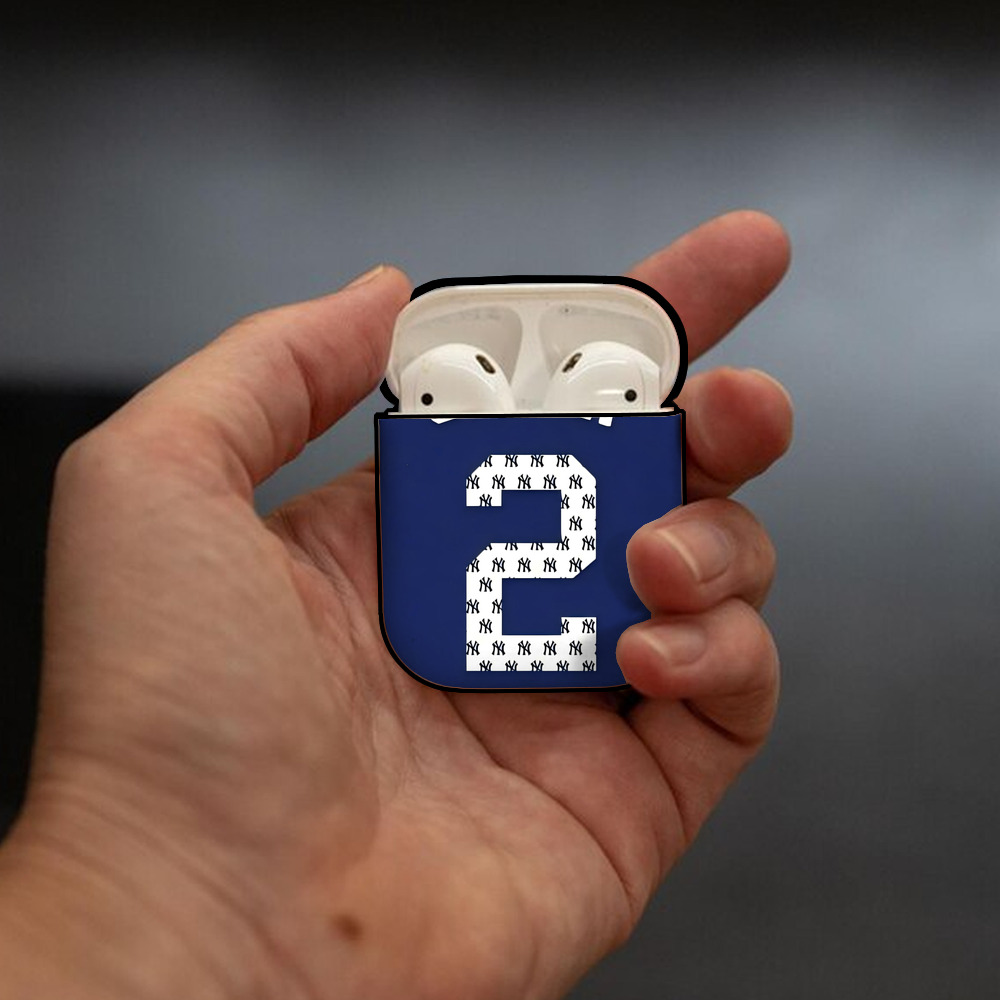 Derek Jeter 50 AirPods 2 Case Hard Shell Black, Flexible PC Material, Precise Cutouts, Full Protection, Anti-Fingerprint, Washable, Includes Keychain – Durable & Slim Design