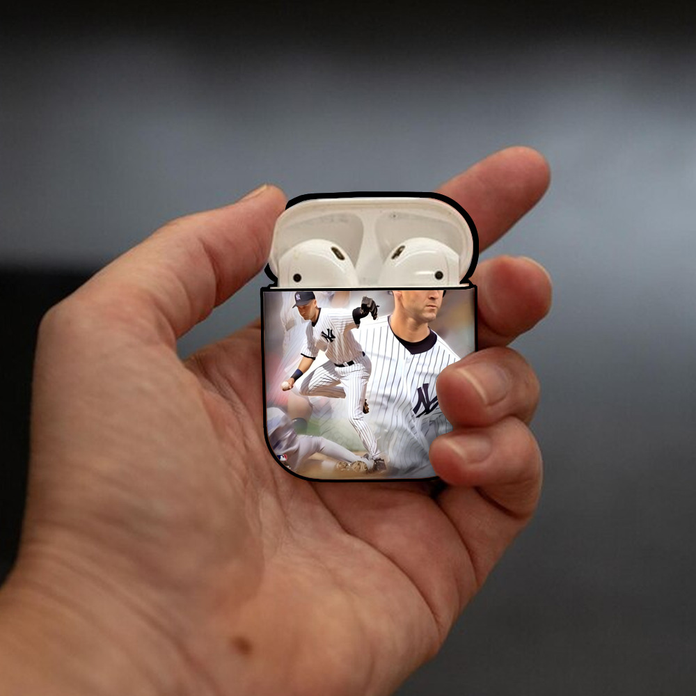 Derek Jeter 60 AirPods 2 Case Hard Shell Black, Flexible PC Material, Precise Cutouts, Full Protection, Anti-Fingerprint, Washable, Includes Keychain – Durable & Slim Design