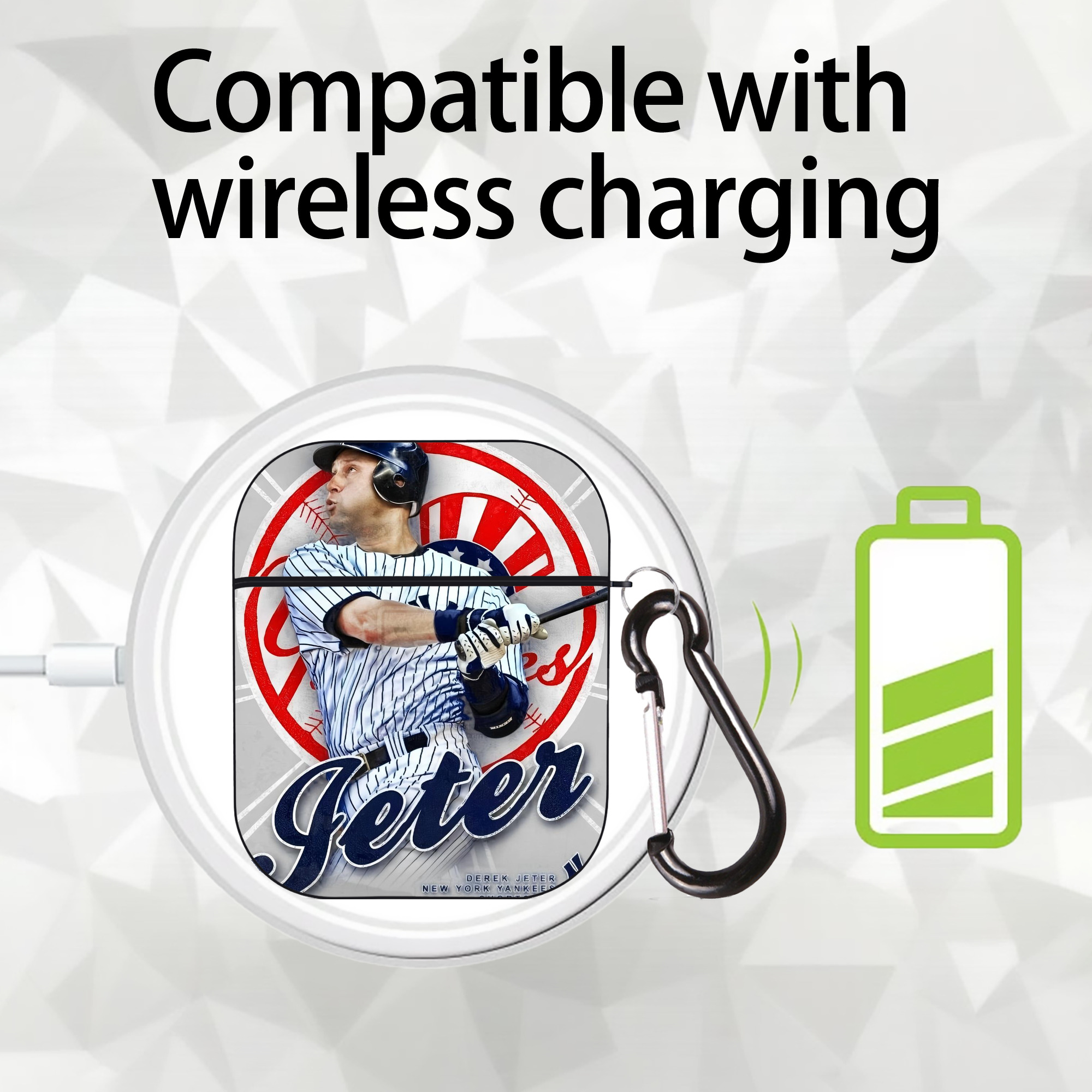 Derek Jeter 62 AirPods 2 Case Hard Shell Black, Flexible PC Material, Precise Cutouts, Full Protection, Anti-Fingerprint, Washable, Includes Keychain – Durable & Slim Design