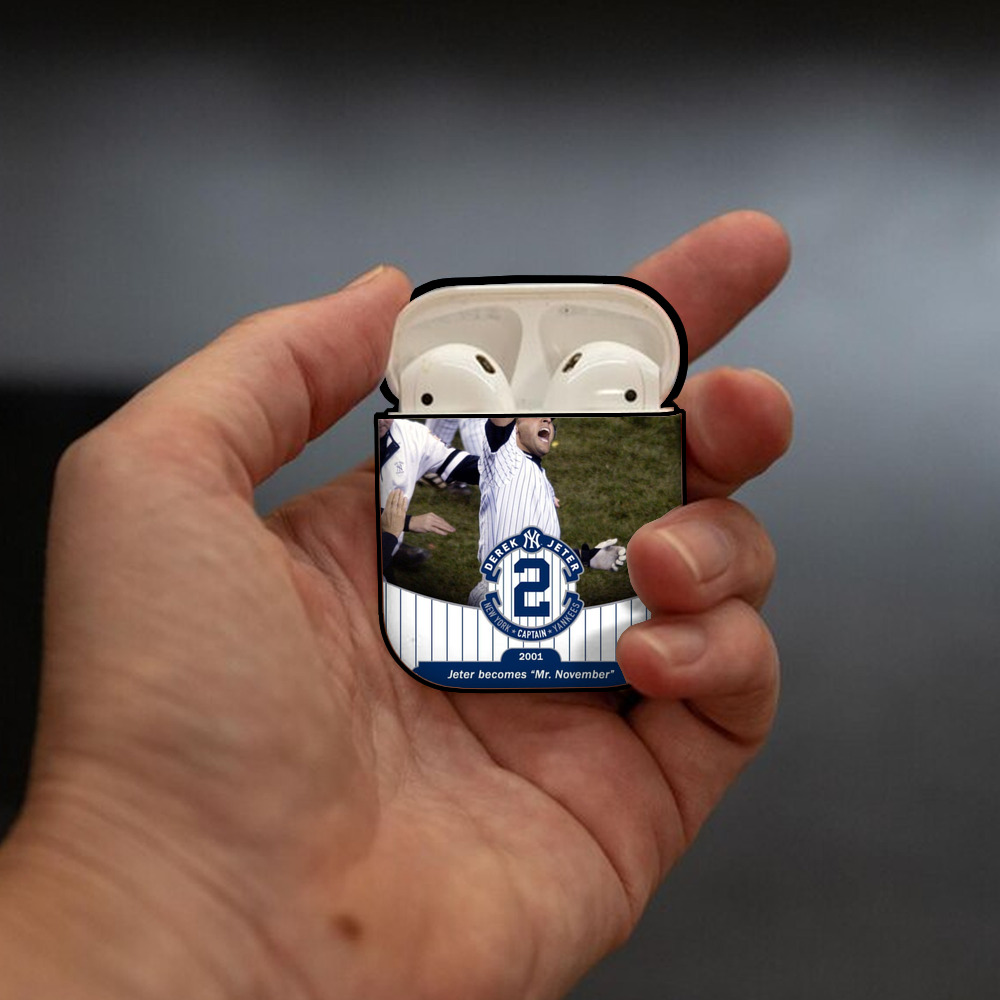 Derek Jeter 87 AirPods 2 Case Hard Shell Black, Flexible PC Material, Precise Cutouts, Full Protection, Anti-Fingerprint, Washable, Includes Keychain – Durable & Slim Design