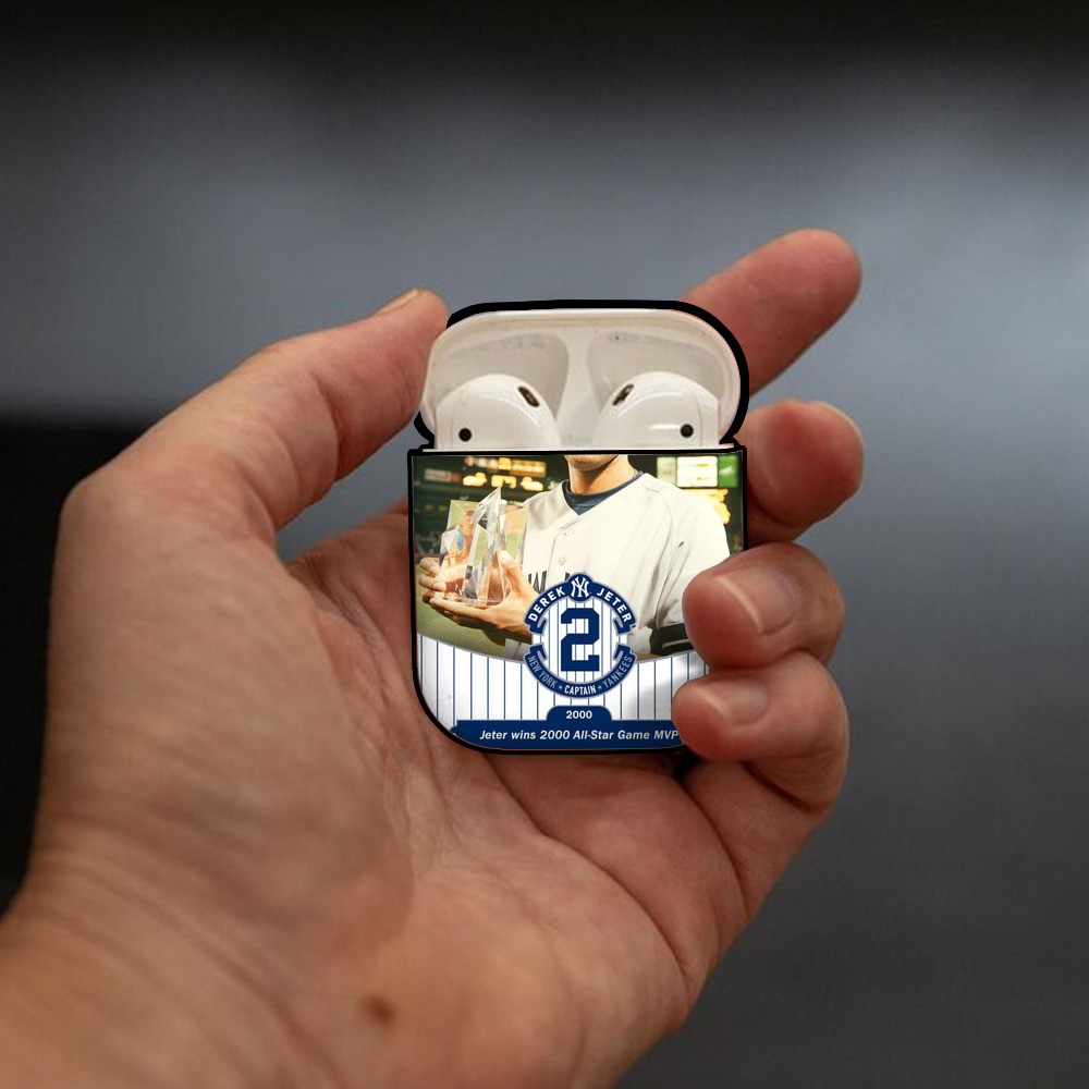 Derek Jeter 93 AirPods 2 Case Hard Shell Black, Flexible PC Material, Precise Cutouts, Full Protection, Anti-Fingerprint, Washable, Includes Keychain – Durable & Slim Design