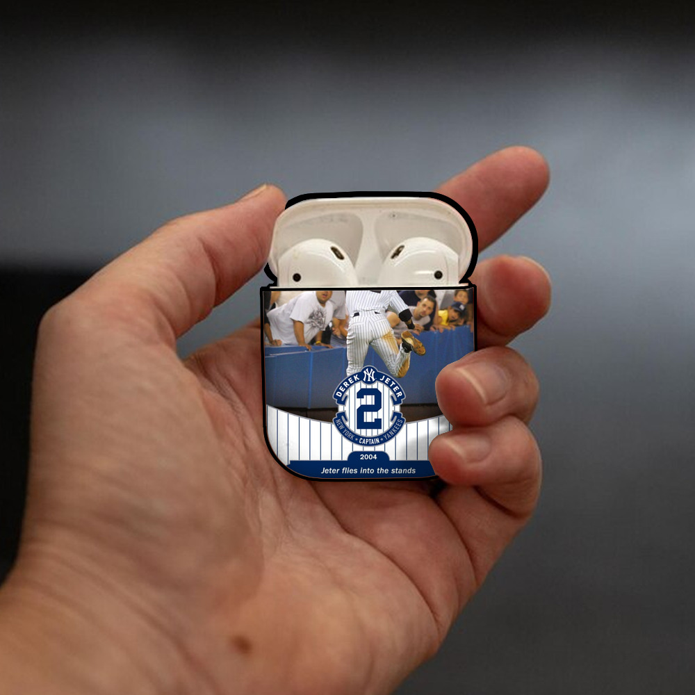 Derek Jeter 94 AirPods 2 Case Hard Shell Black, Flexible PC Material, Precise Cutouts, Full Protection, Anti-Fingerprint, Washable, Includes Keychain – Durable & Slim Design