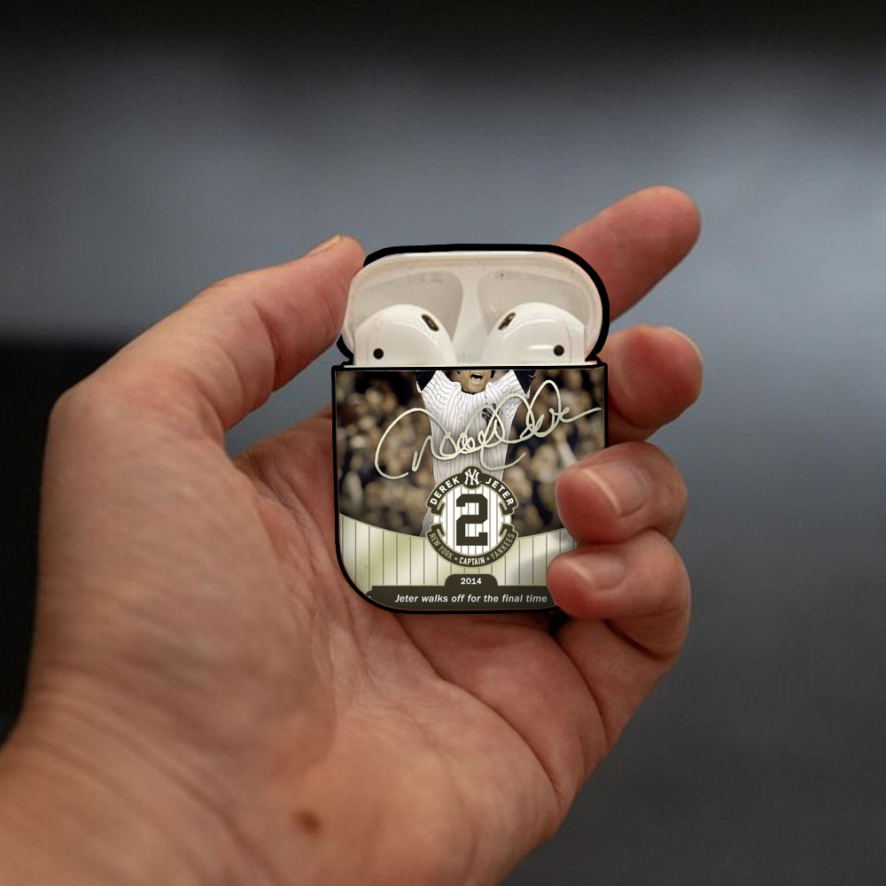 Derek Jeter 95 AirPods 2 Case Hard Shell Black, Flexible PC Material, Precise Cutouts, Full Protection, Anti-Fingerprint, Washable, Includes Keychain – Durable & Slim Design