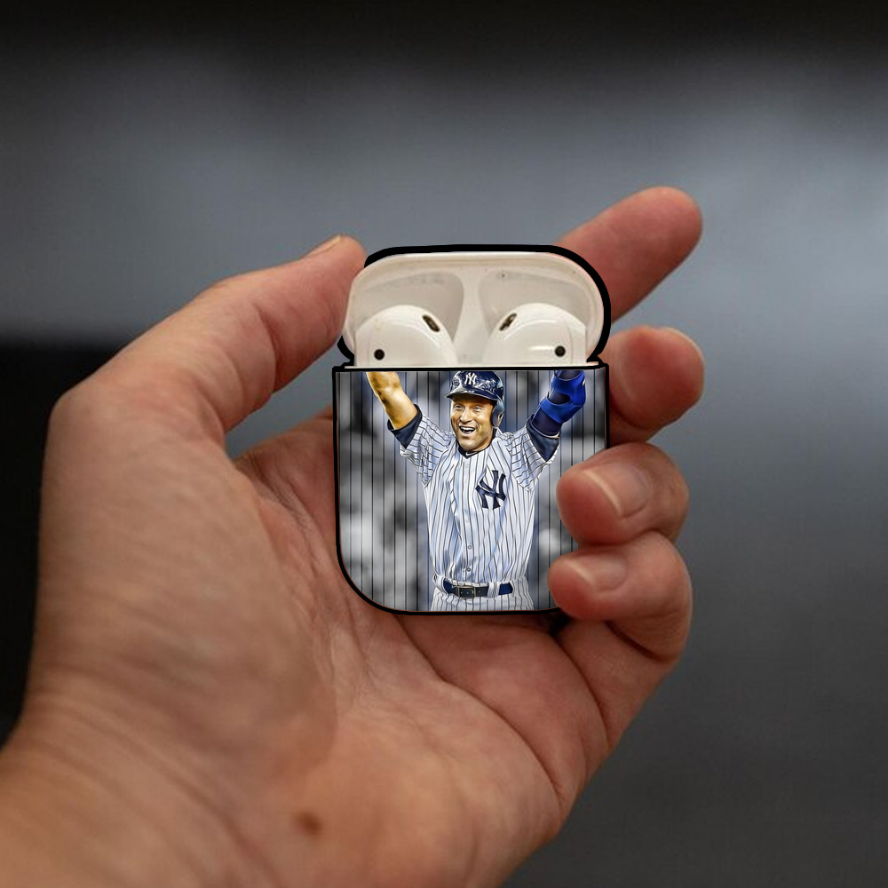 Derek Jeter 96 AirPods 2 Case Hard Shell Black, Flexible PC Material, Precise Cutouts, Full Protection, Anti-Fingerprint, Washable, Includes Keychain – Durable & Slim Design
