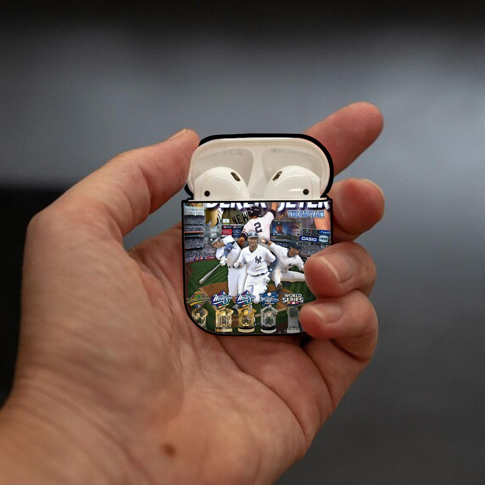 Derek Jeter 100 AirPods 2 Case Hard Shell Black, Flexible PC Material, Precise Cutouts, Full Protection, Anti-Fingerprint, Washable, Includes Keychain – Durable & Slim Design