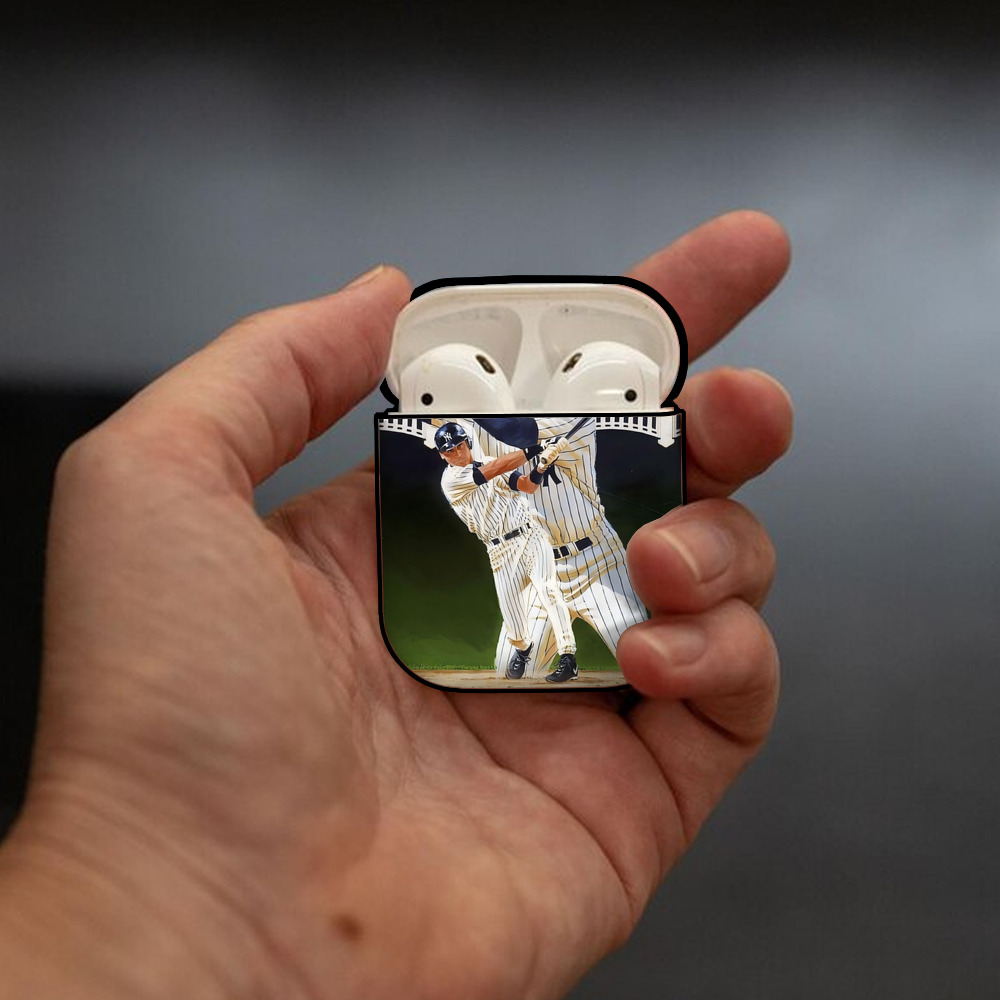 Derek Jeter 108 AirPods 2 Case Hard Shell Black, Flexible PC Material, Precise Cutouts, Full Protection, Anti-Fingerprint, Washable, Includes Keychain – Durable & Slim Design