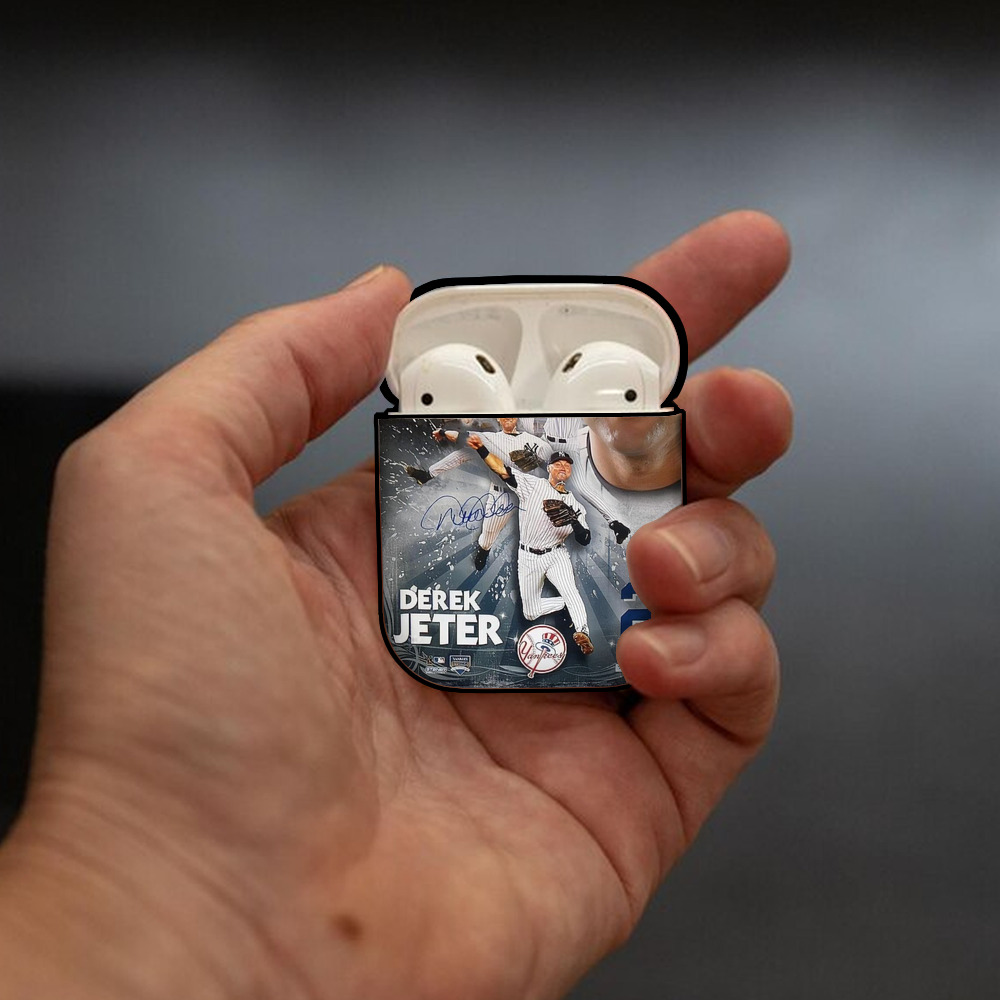 Derek Jeter 109 AirPods 2 Case Hard Shell Black, Flexible PC Material, Precise Cutouts, Full Protection, Anti-Fingerprint, Washable, Includes Keychain – Durable & Slim Design