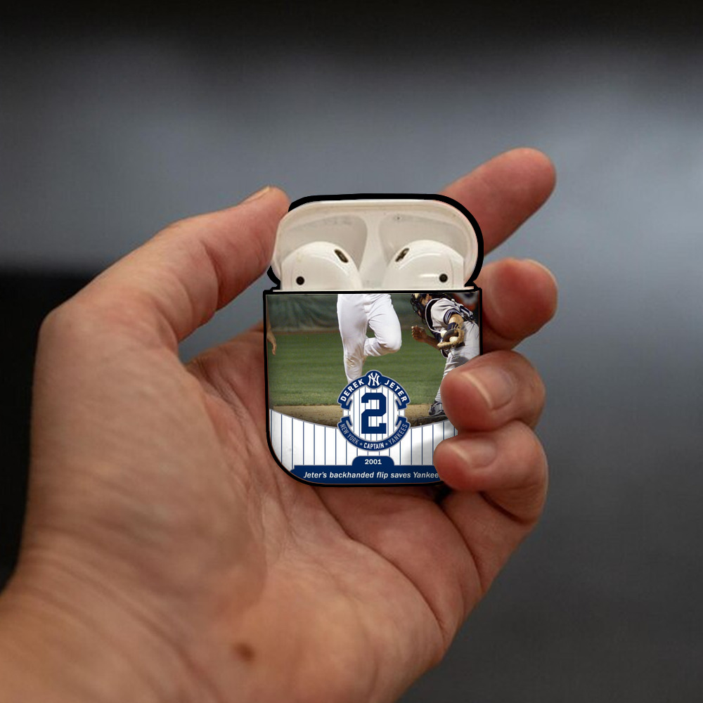 Derek Jeter 111 AirPods 2 Case Hard Shell Black, Flexible PC Material, Precise Cutouts, Full Protection, Anti-Fingerprint, Washable, Includes Keychain – Durable & Slim Design