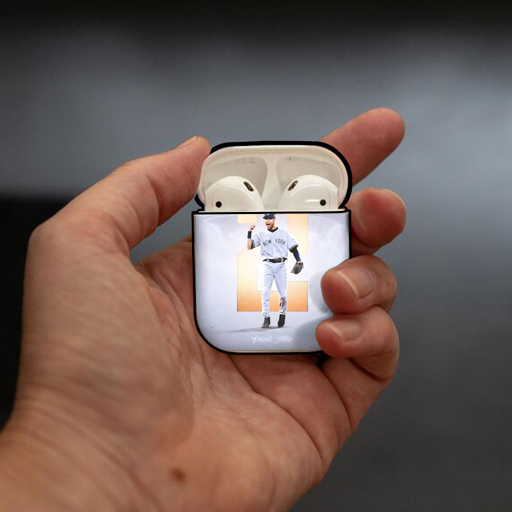 Derek Jeter 112 AirPods 2 Case Hard Shell Black, Flexible PC Material, Precise Cutouts, Full Protection, Anti-Fingerprint, Washable, Includes Keychain – Durable & Slim Design