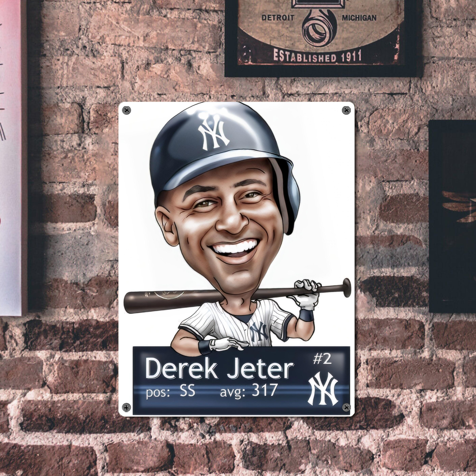Derek Jeter 18 Vintage Metal Tin Sign 12x16inch – Retro Wall Art Decor For Home, Bar, Kitchen, Bedroom, Office – Durable Iron Sheet Poster, Easy To Hang, Full-Color Printing