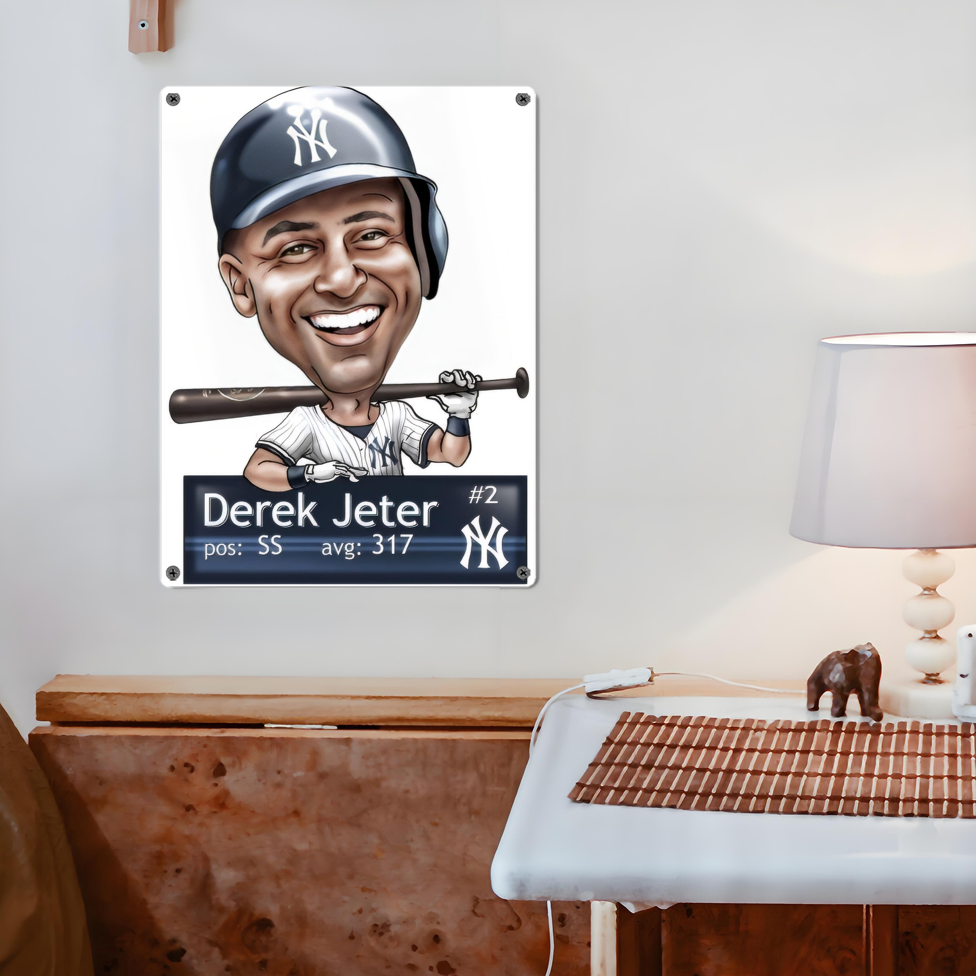 Derek Jeter 18 Vintage Metal Tin Sign 12x16inch – Retro Wall Art Decor For Home, Bar, Kitchen, Bedroom, Office – Durable Iron Sheet Poster, Easy To Hang, Full-Color Printing