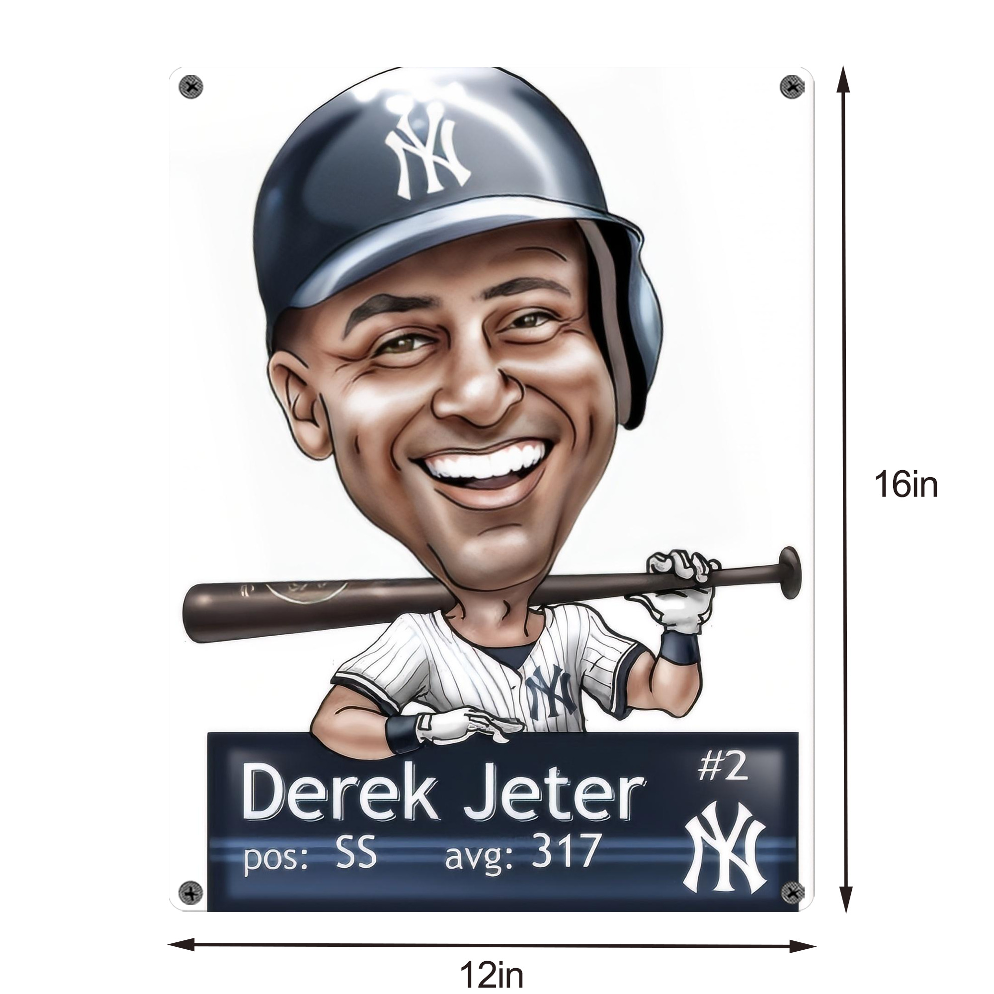 Derek Jeter 18 Vintage Metal Tin Sign 12x16inch – Retro Wall Art Decor For Home, Bar, Kitchen, Bedroom, Office – Durable Iron Sheet Poster, Easy To Hang, Full-Color Printing