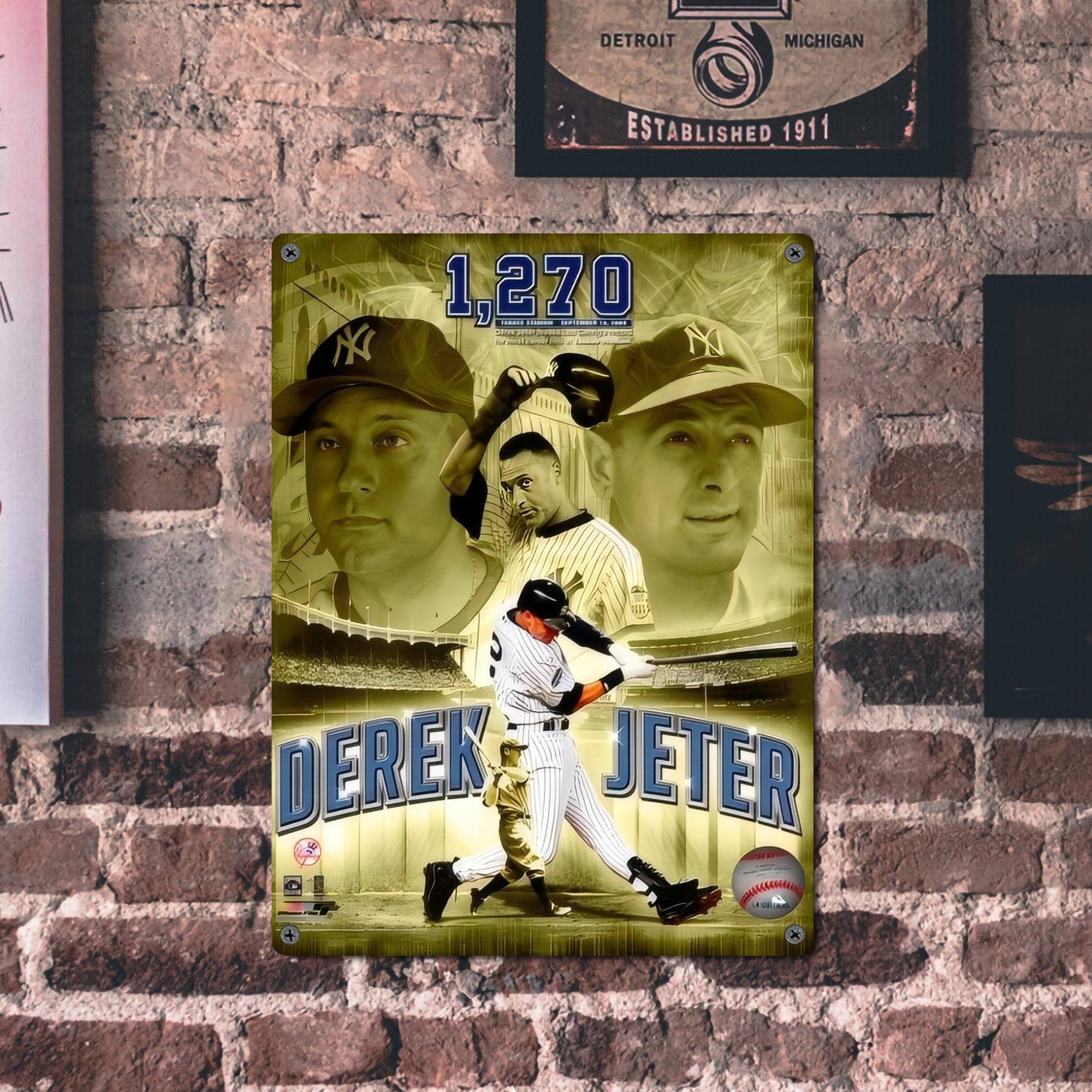 Derek Jeter 23 Vintage Metal Tin Sign 12x16inch – Retro Wall Art Decor For Home, Bar, Kitchen, Bedroom, Office – Durable Iron Sheet Poster, Easy To Hang, Full-Color Printing