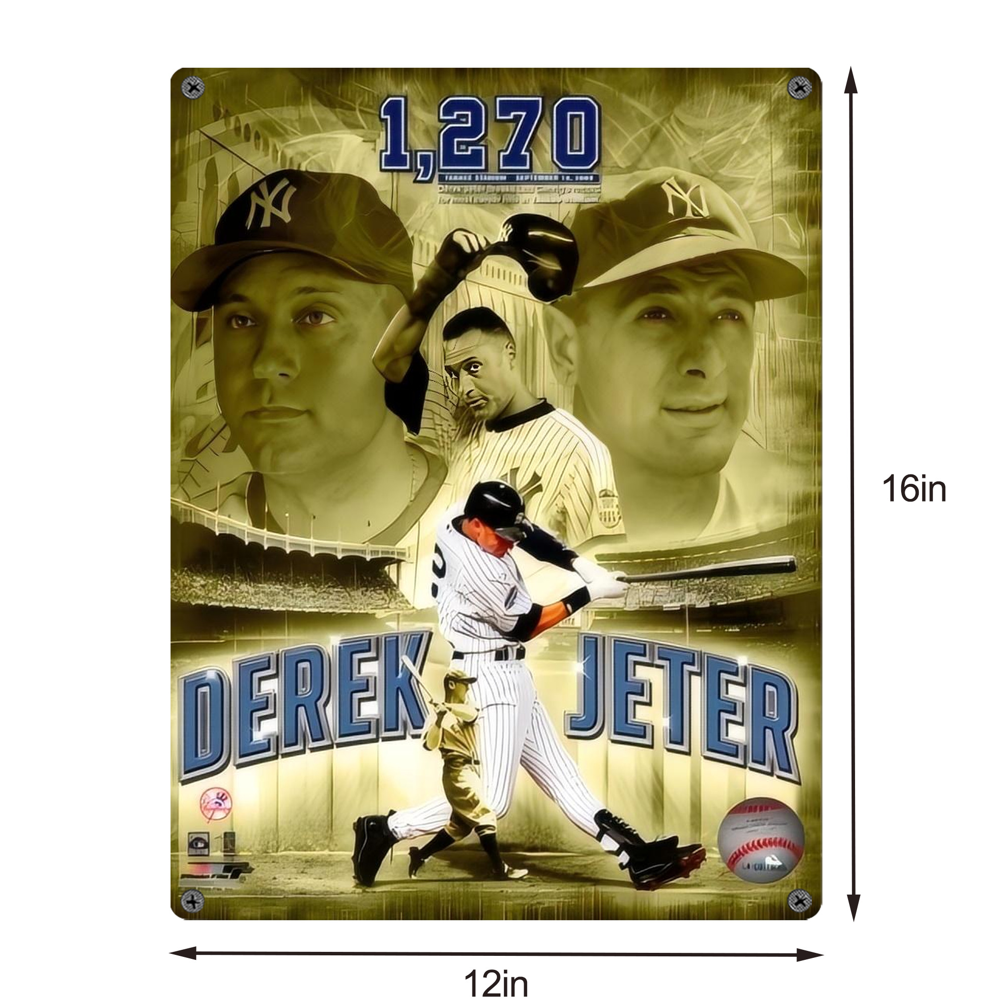 Derek Jeter 23 Vintage Metal Tin Sign 12x16inch – Retro Wall Art Decor For Home, Bar, Kitchen, Bedroom, Office – Durable Iron Sheet Poster, Easy To Hang, Full-Color Printing