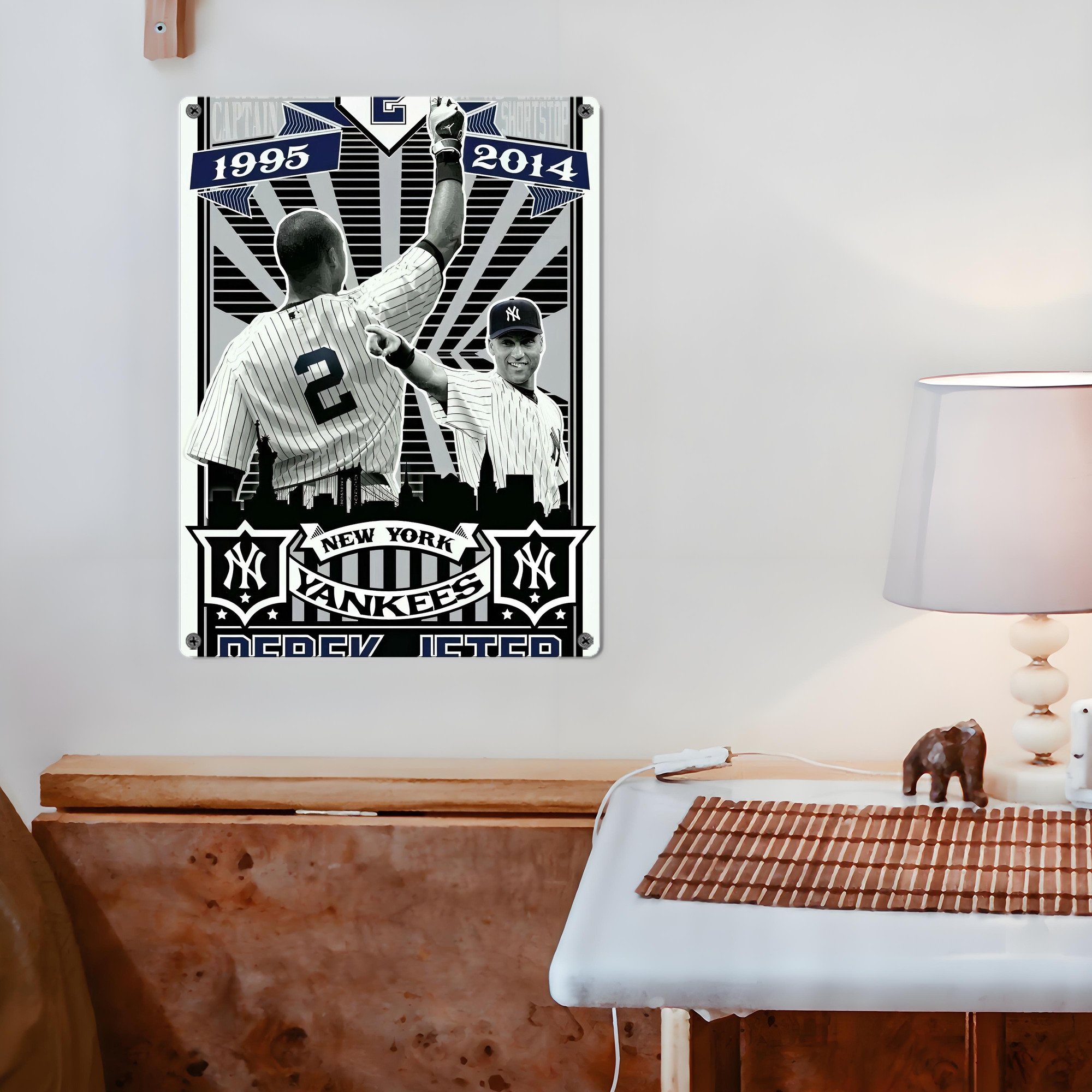 Derek Jeter 34 Vintage Metal Tin Sign 12x16inch – Retro Wall Art Decor For Home, Bar, Kitchen, Bedroom, Office – Durable Iron Sheet Poster, Easy To Hang, Full-Color Printing