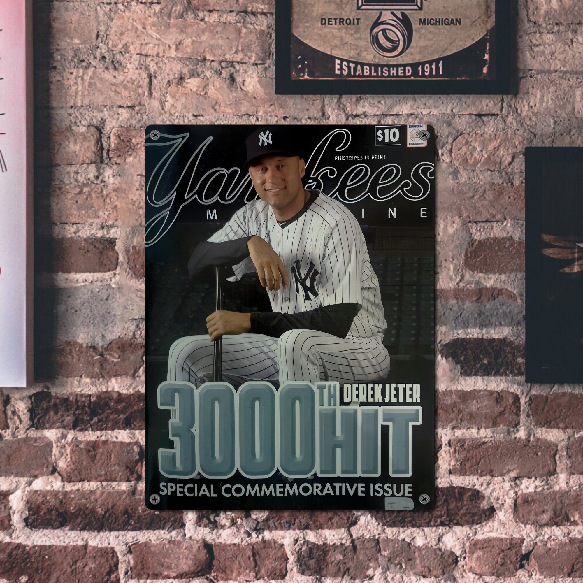 Derek Jeter 43 Vintage Metal Tin Sign 12x16inch – Retro Wall Art Decor For Home, Bar, Kitchen, Bedroom, Office – Durable Iron Sheet Poster, Easy To Hang, Full-Color Printing