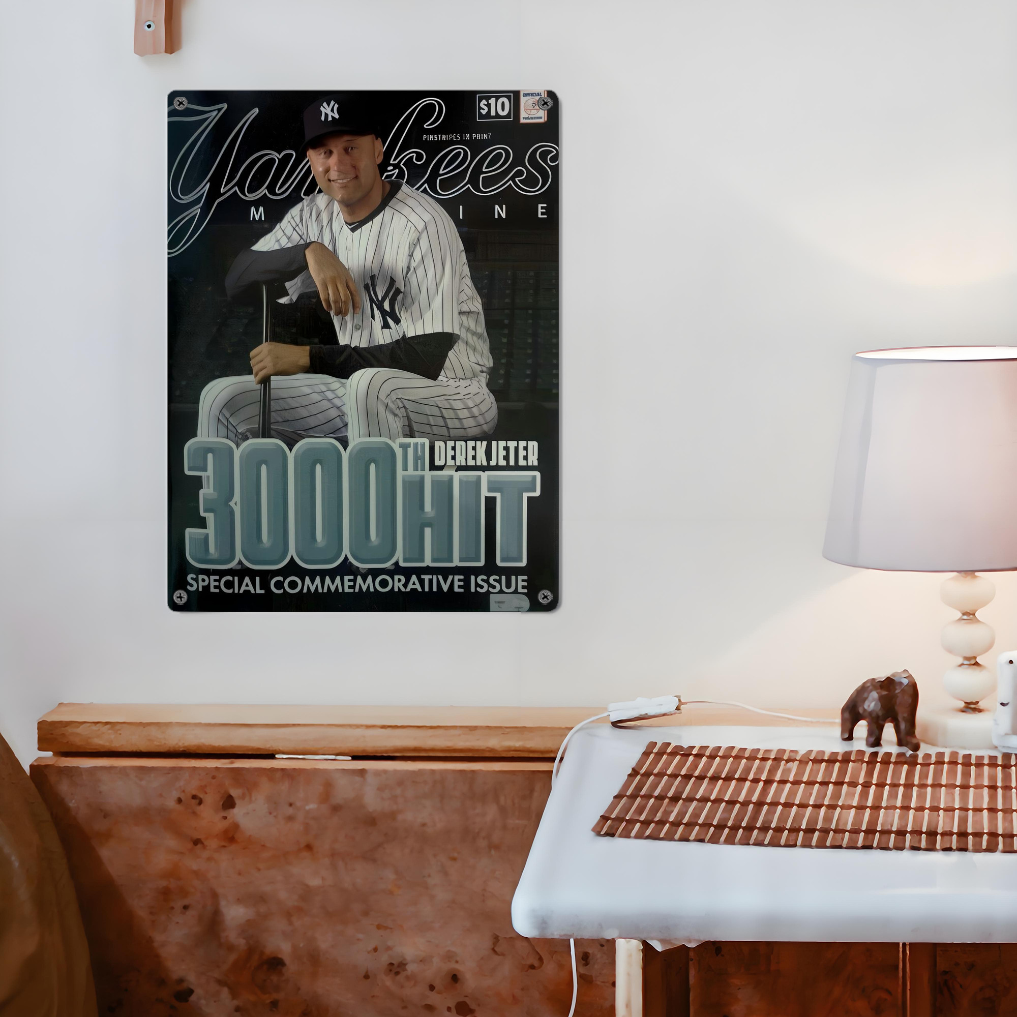Derek Jeter 43 Vintage Metal Tin Sign 12x16inch – Retro Wall Art Decor For Home, Bar, Kitchen, Bedroom, Office – Durable Iron Sheet Poster, Easy To Hang, Full-Color Printing