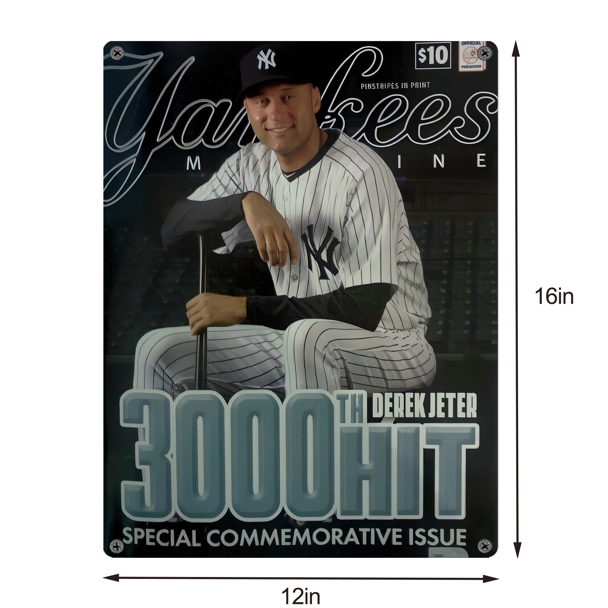 Derek Jeter 43 Vintage Metal Tin Sign 12x16inch – Retro Wall Art Decor For Home, Bar, Kitchen, Bedroom, Office – Durable Iron Sheet Poster, Easy To Hang, Full-Color Printing