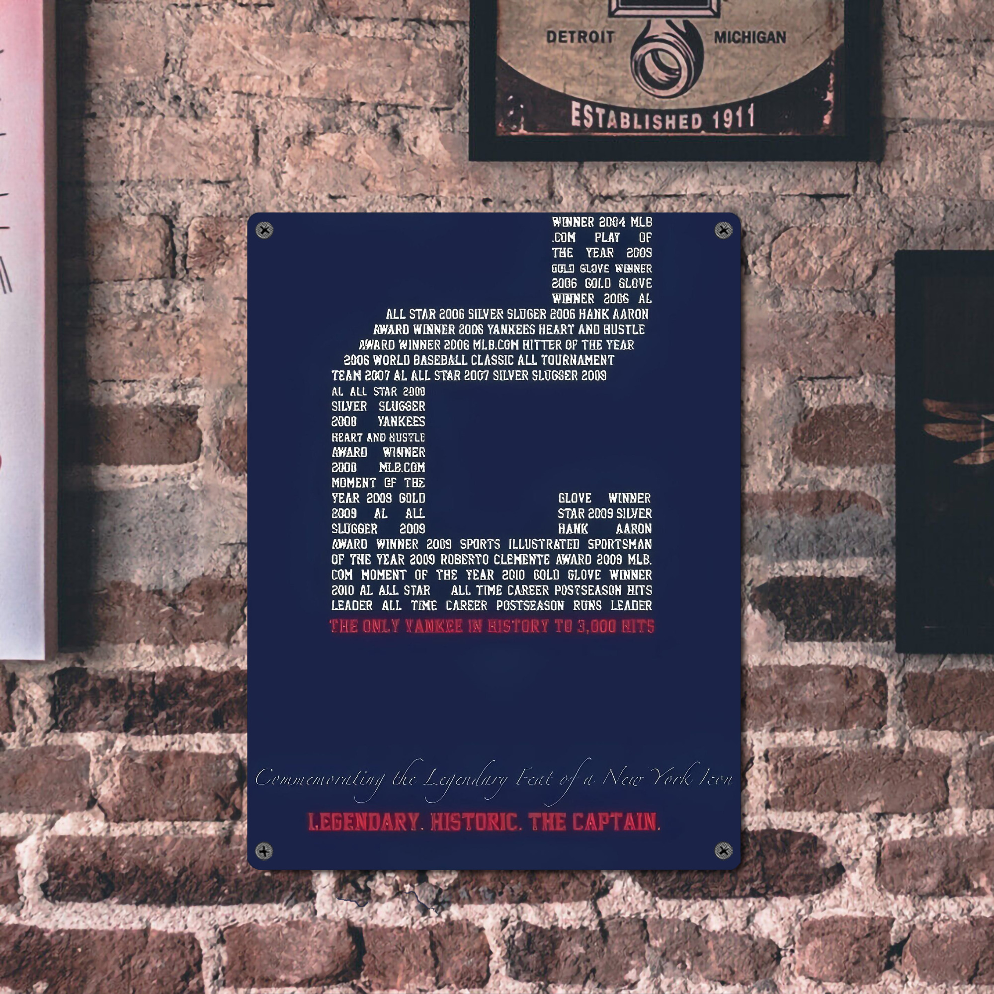 Derek Jeter 44 Vintage Metal Tin Sign 12x16inch – Retro Wall Art Decor For Home, Bar, Kitchen, Bedroom, Office – Durable Iron Sheet Poster, Easy To Hang, Full-Color Printing