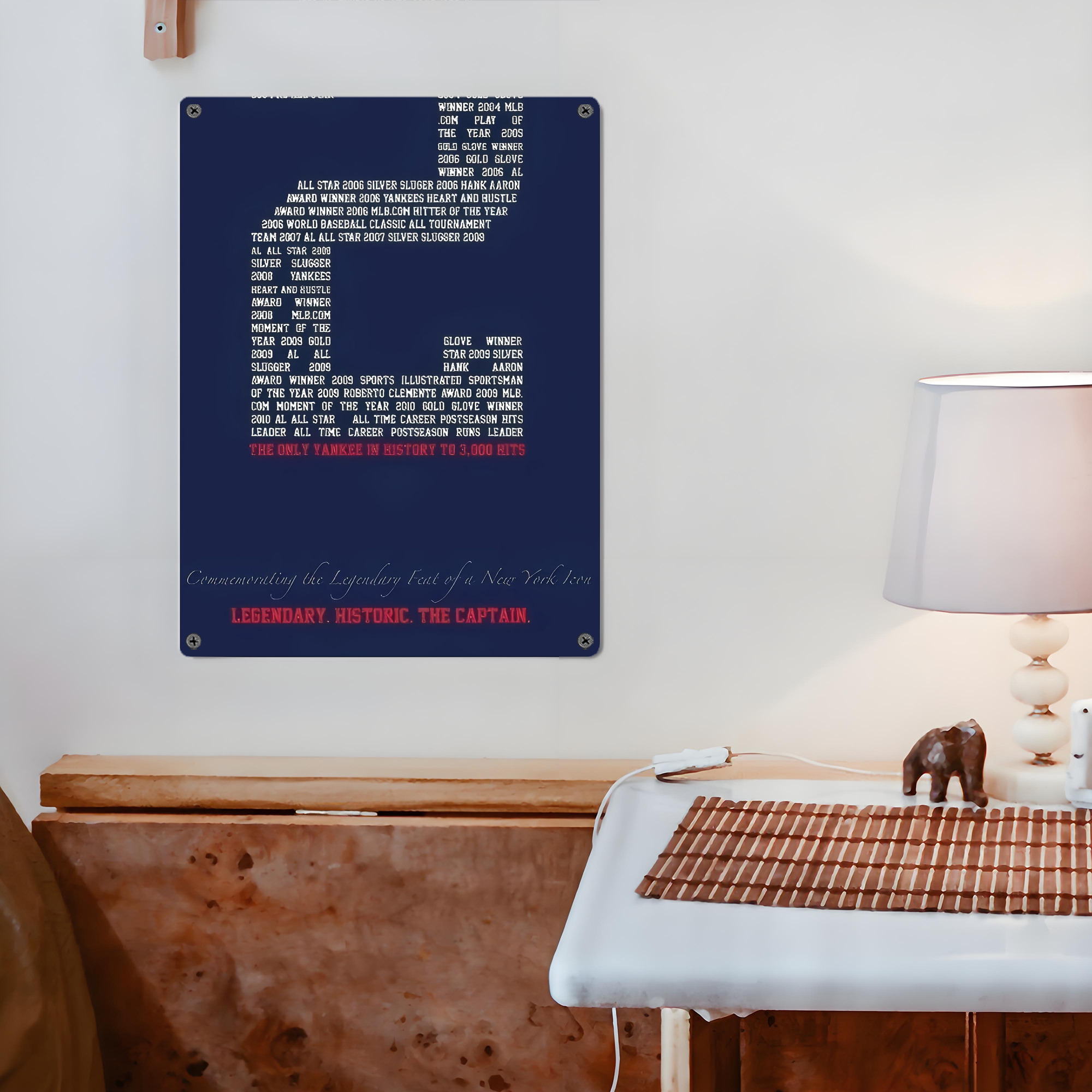 Derek Jeter 44 Vintage Metal Tin Sign 12x16inch – Retro Wall Art Decor For Home, Bar, Kitchen, Bedroom, Office – Durable Iron Sheet Poster, Easy To Hang, Full-Color Printing