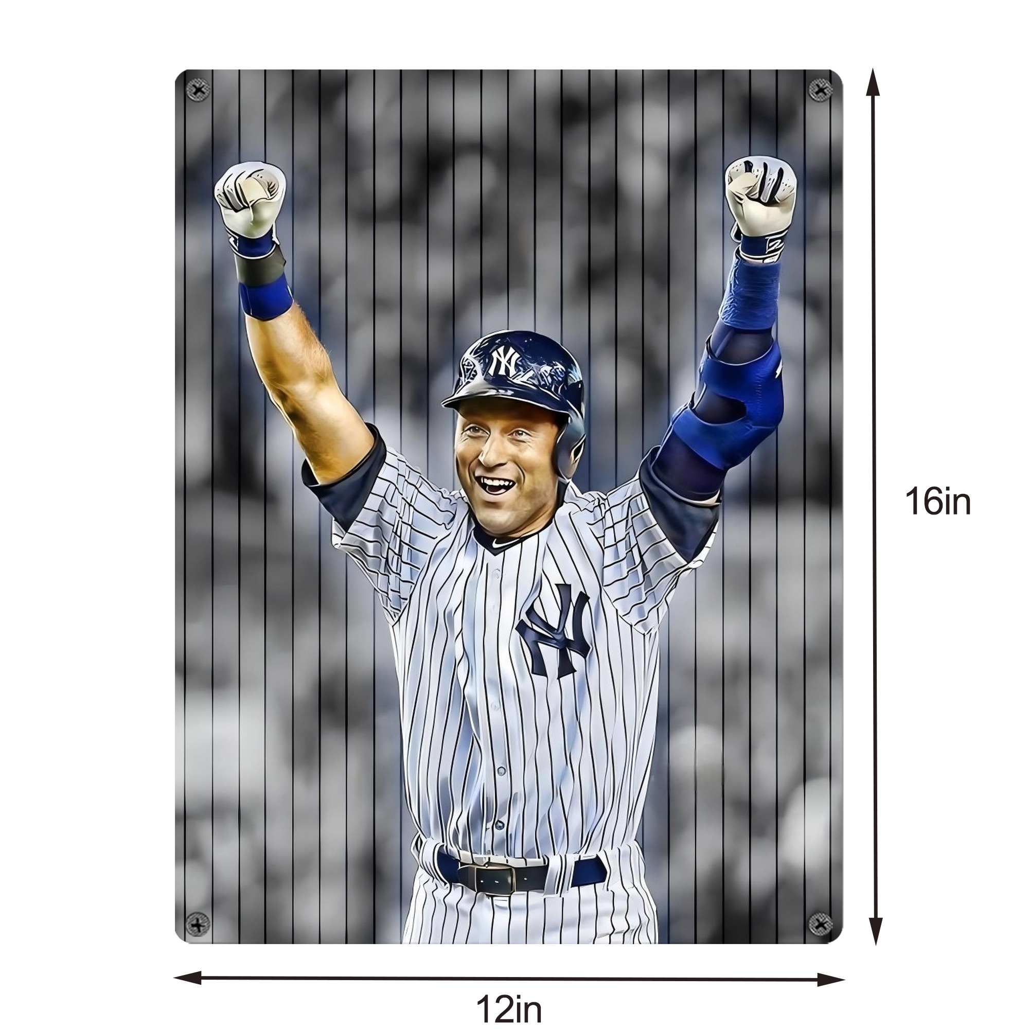 Derek Jeter 45 Vintage Metal Tin Sign 12x16inch – Retro Wall Art Decor For Home, Bar, Kitchen, Bedroom, Office – Durable Iron Sheet Poster, Easy To Hang, Full-Color Printing