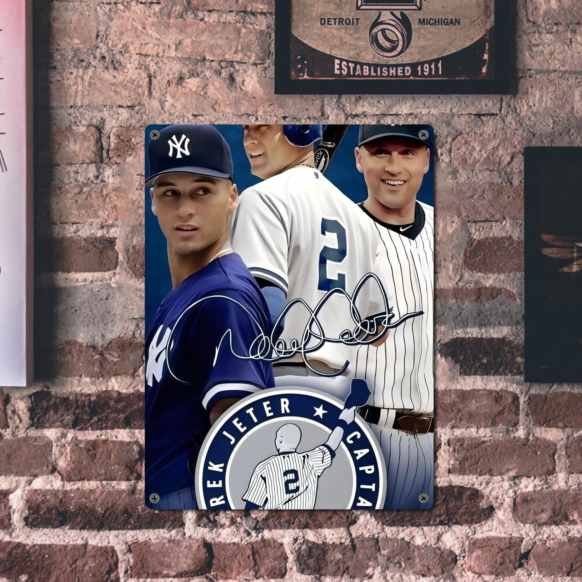 Derek Jeter 47 Vintage Metal Tin Sign 12x16inch – Retro Wall Art Decor For Home, Bar, Kitchen, Bedroom, Office – Durable Iron Sheet Poster, Easy To Hang, Full-Color Printing