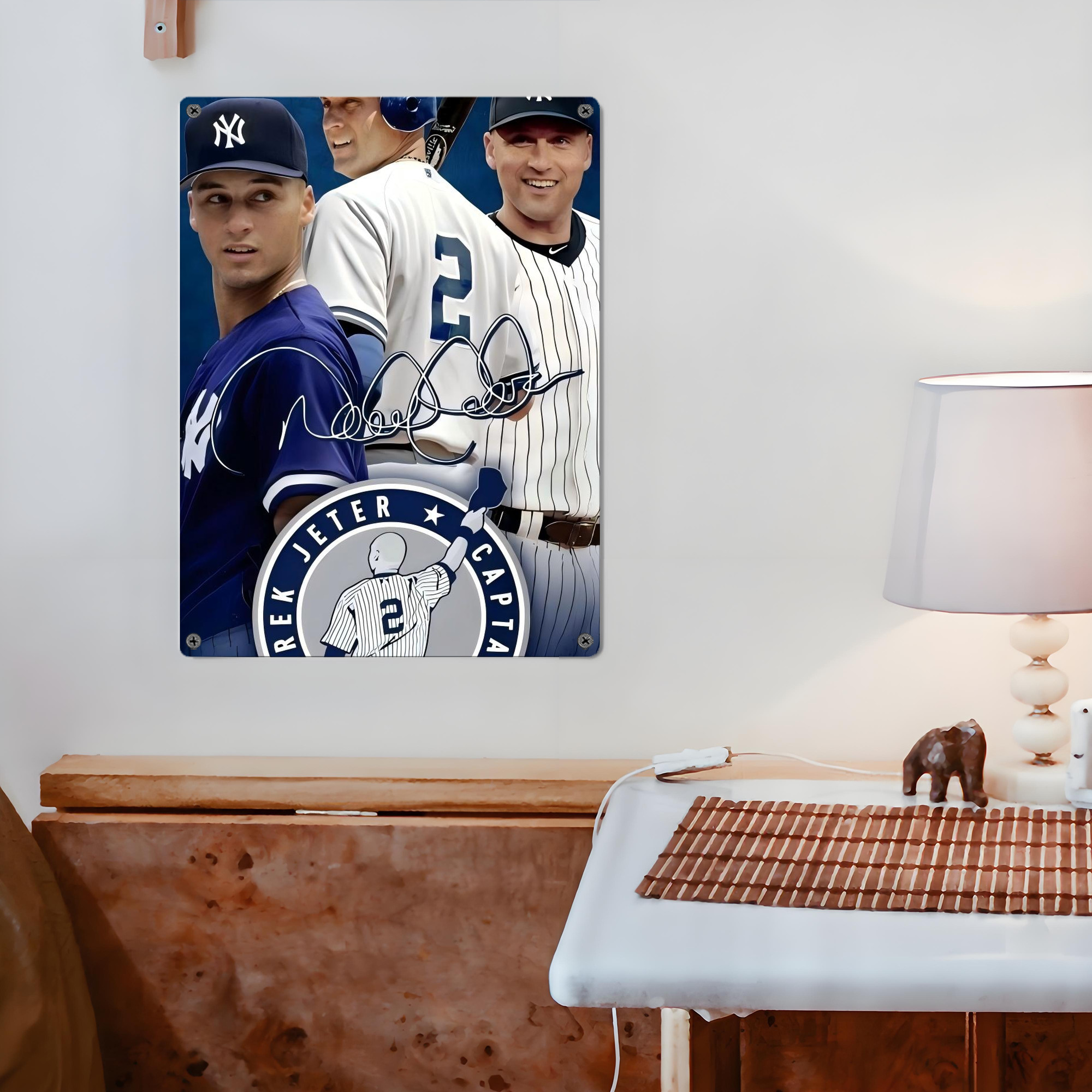 Derek Jeter 47 Vintage Metal Tin Sign 12x16inch – Retro Wall Art Decor For Home, Bar, Kitchen, Bedroom, Office – Durable Iron Sheet Poster, Easy To Hang, Full-Color Printing