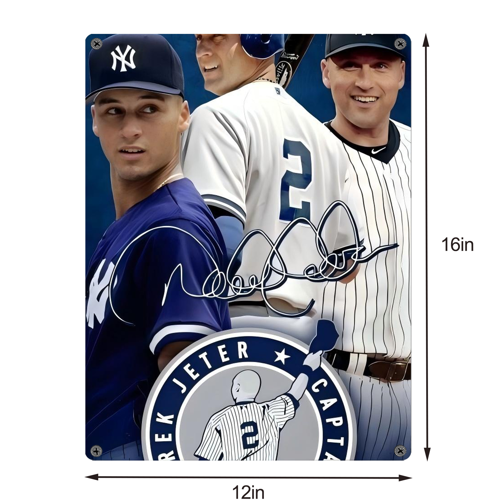Derek Jeter 47 Vintage Metal Tin Sign 12x16inch – Retro Wall Art Decor For Home, Bar, Kitchen, Bedroom, Office – Durable Iron Sheet Poster, Easy To Hang, Full-Color Printing