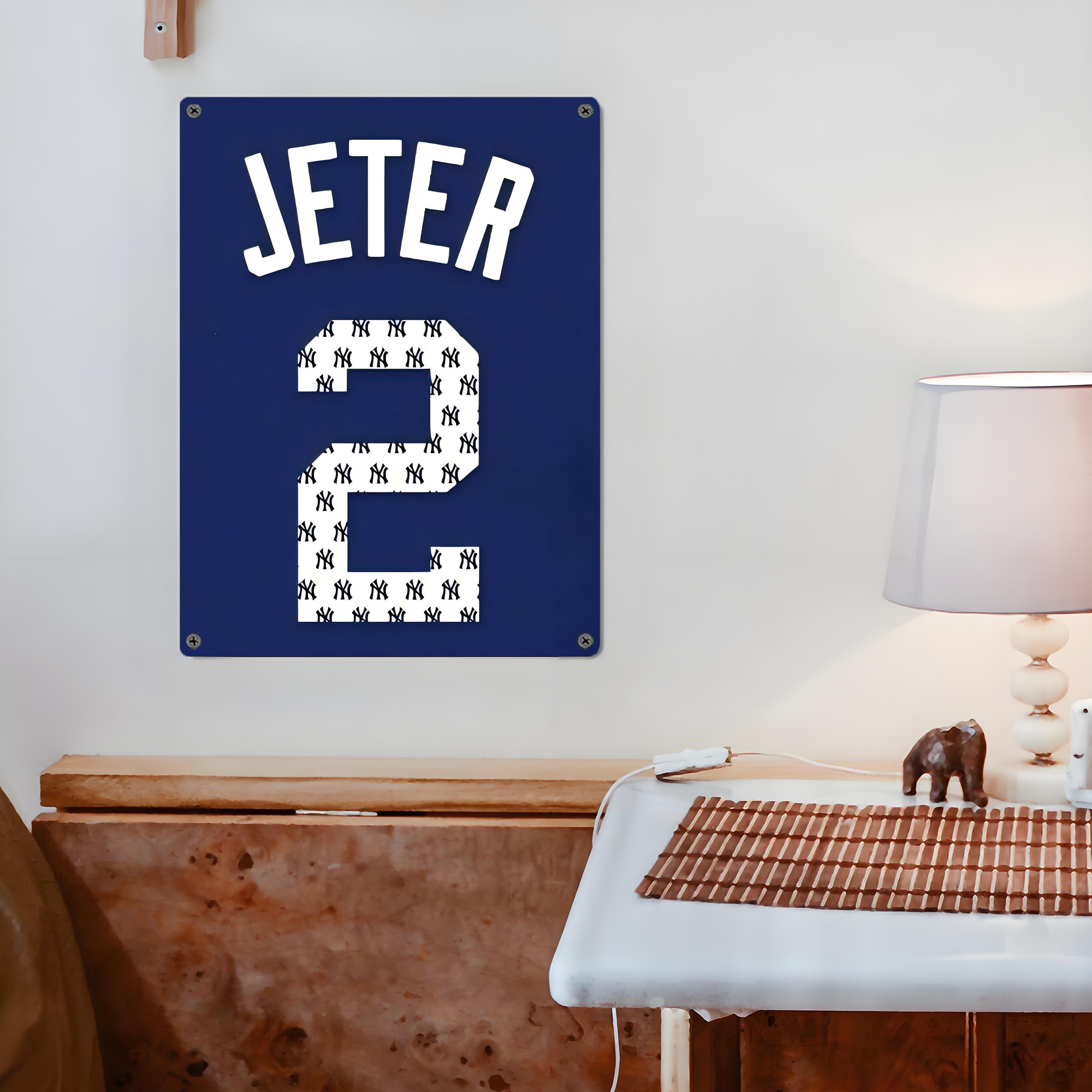 Derek Jeter 50 Vintage Metal Tin Sign 12x16inch – Retro Wall Art Decor For Home, Bar, Kitchen, Bedroom, Office – Durable Iron Sheet Poster, Easy To Hang, Full-Color Printing