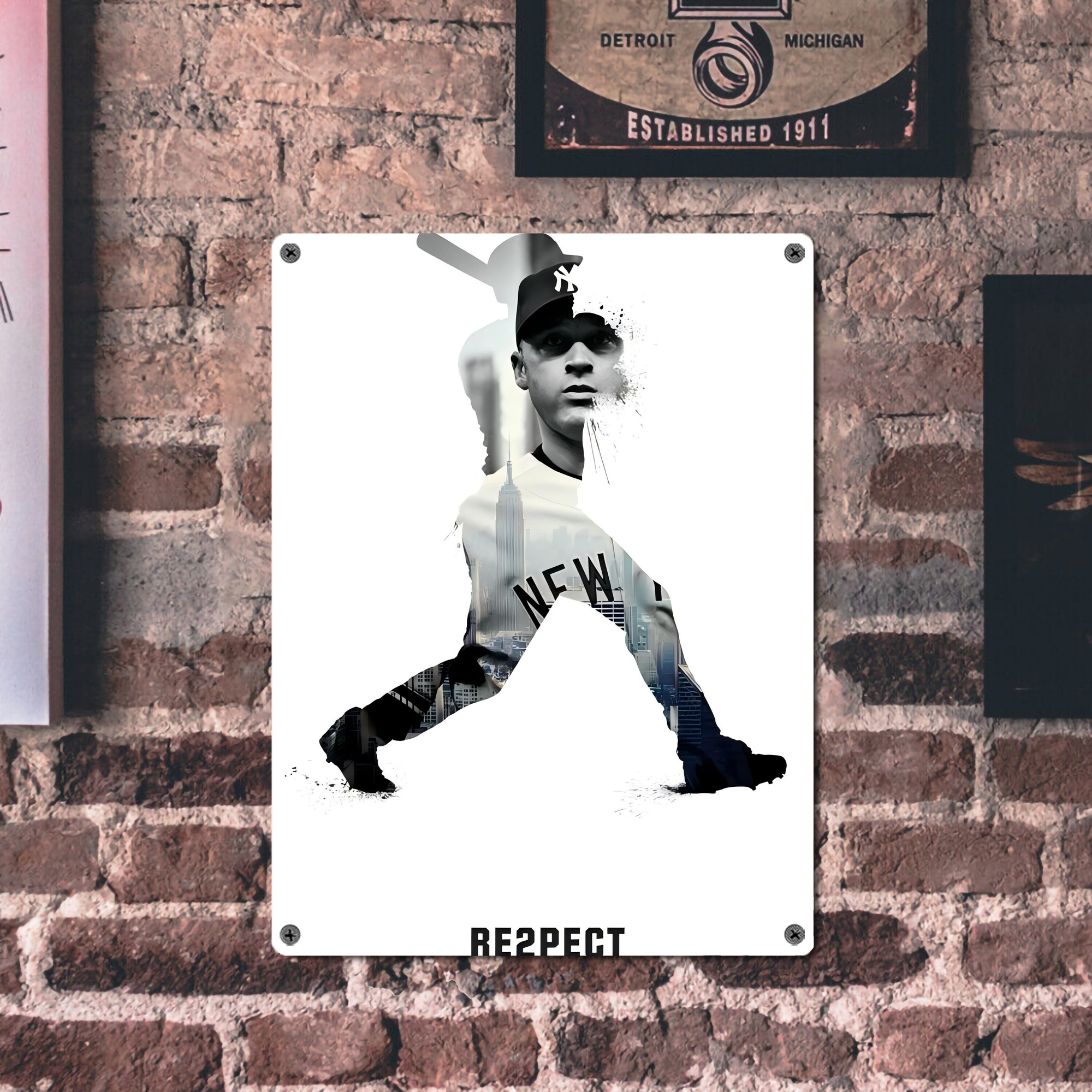 Derek Jeter 54 Vintage Metal Tin Sign 12x16inch – Retro Wall Art Decor For Home, Bar, Kitchen, Bedroom, Office – Durable Iron Sheet Poster, Easy To Hang, Full-Color Printing