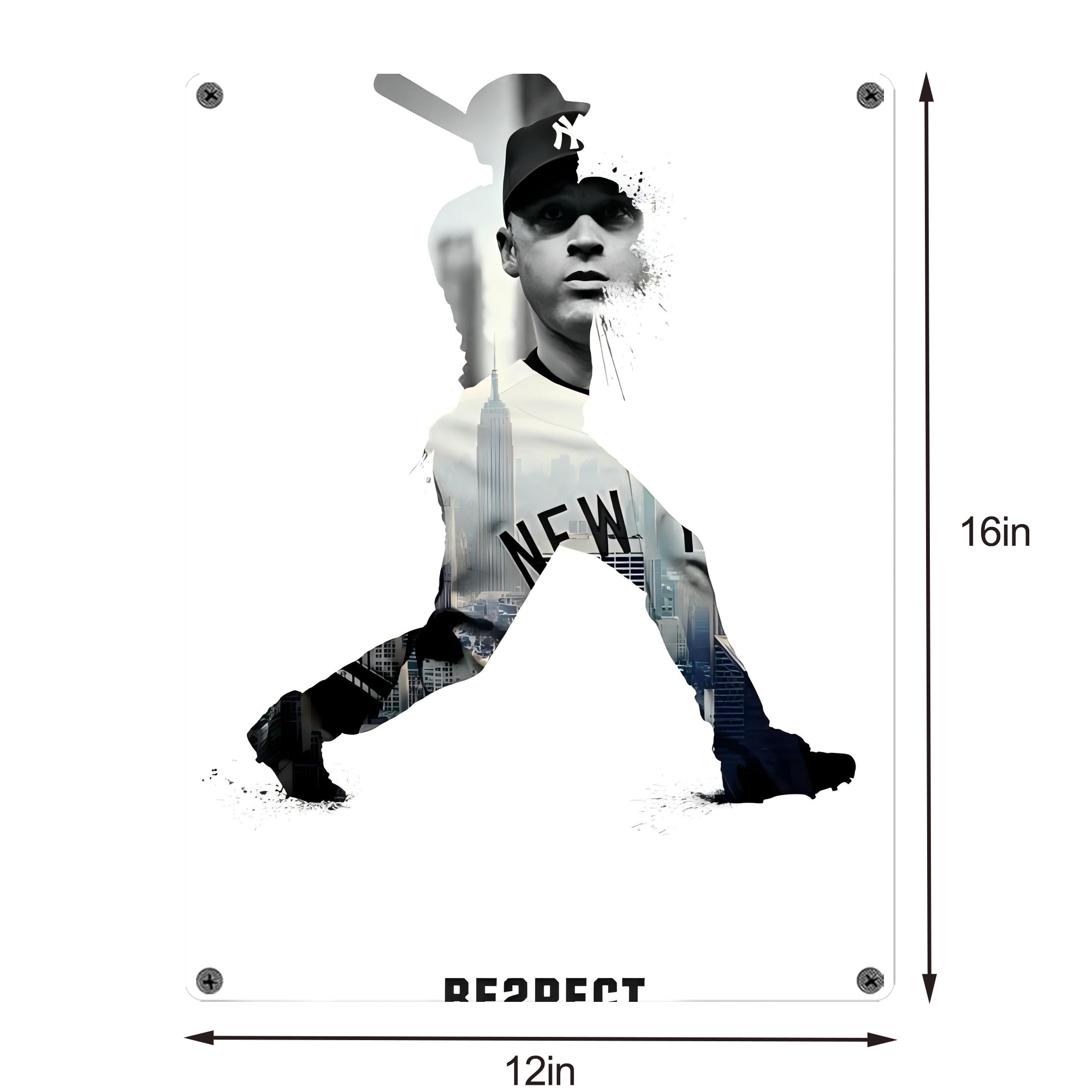Derek Jeter 54 Vintage Metal Tin Sign 12x16inch – Retro Wall Art Decor For Home, Bar, Kitchen, Bedroom, Office – Durable Iron Sheet Poster, Easy To Hang, Full-Color Printing