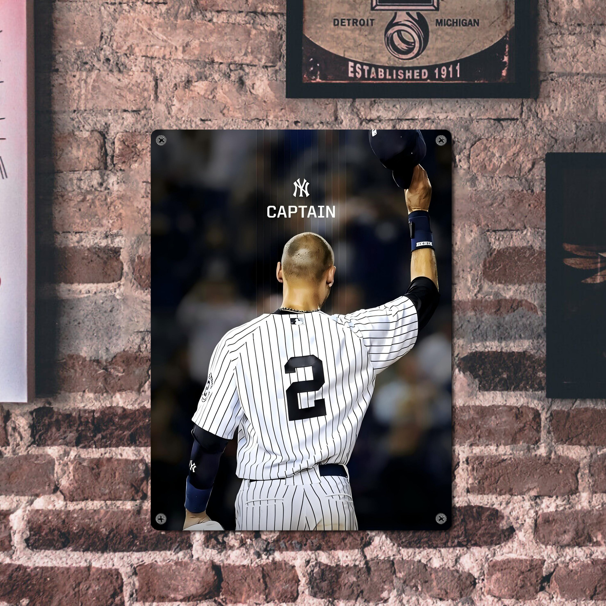 Derek Jeter 56 Vintage Metal Tin Sign 12x16inch – Retro Wall Art Decor For Home, Bar, Kitchen, Bedroom, Office – Durable Iron Sheet Poster, Easy To Hang, Full-Color Printing