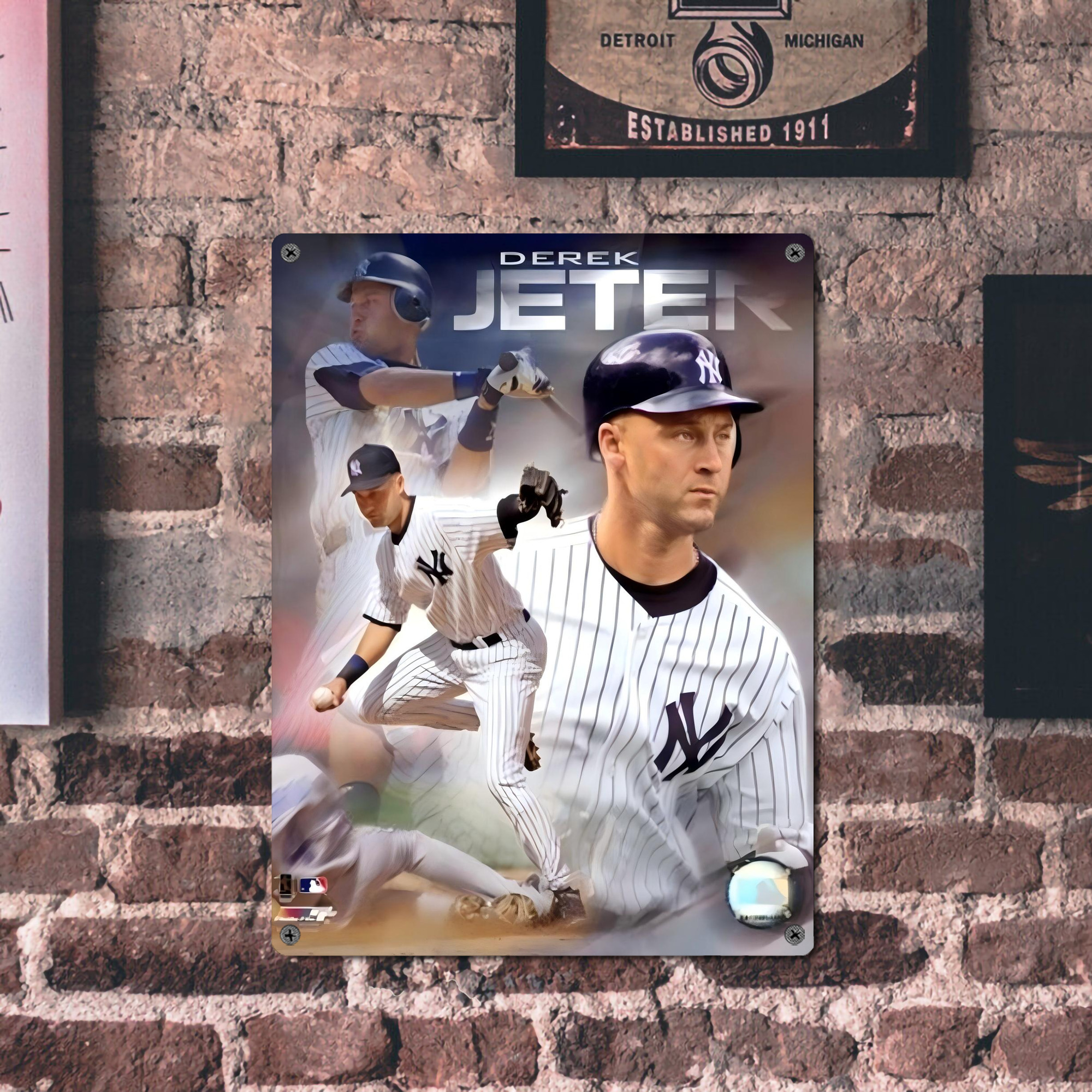 Derek Jeter 60 Vintage Metal Tin Sign 12x16inch – Retro Wall Art Decor For Home, Bar, Kitchen, Bedroom, Office – Durable Iron Sheet Poster, Easy To Hang, Full-Color Printing