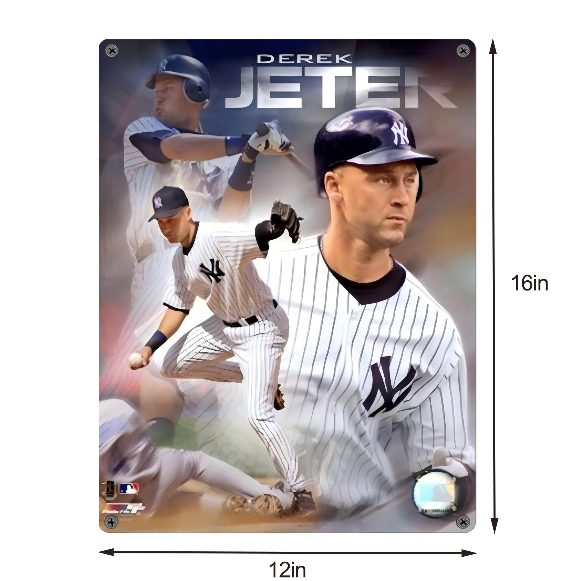 Derek Jeter 60 Vintage Metal Tin Sign 12x16inch – Retro Wall Art Decor For Home, Bar, Kitchen, Bedroom, Office – Durable Iron Sheet Poster, Easy To Hang, Full-Color Printing