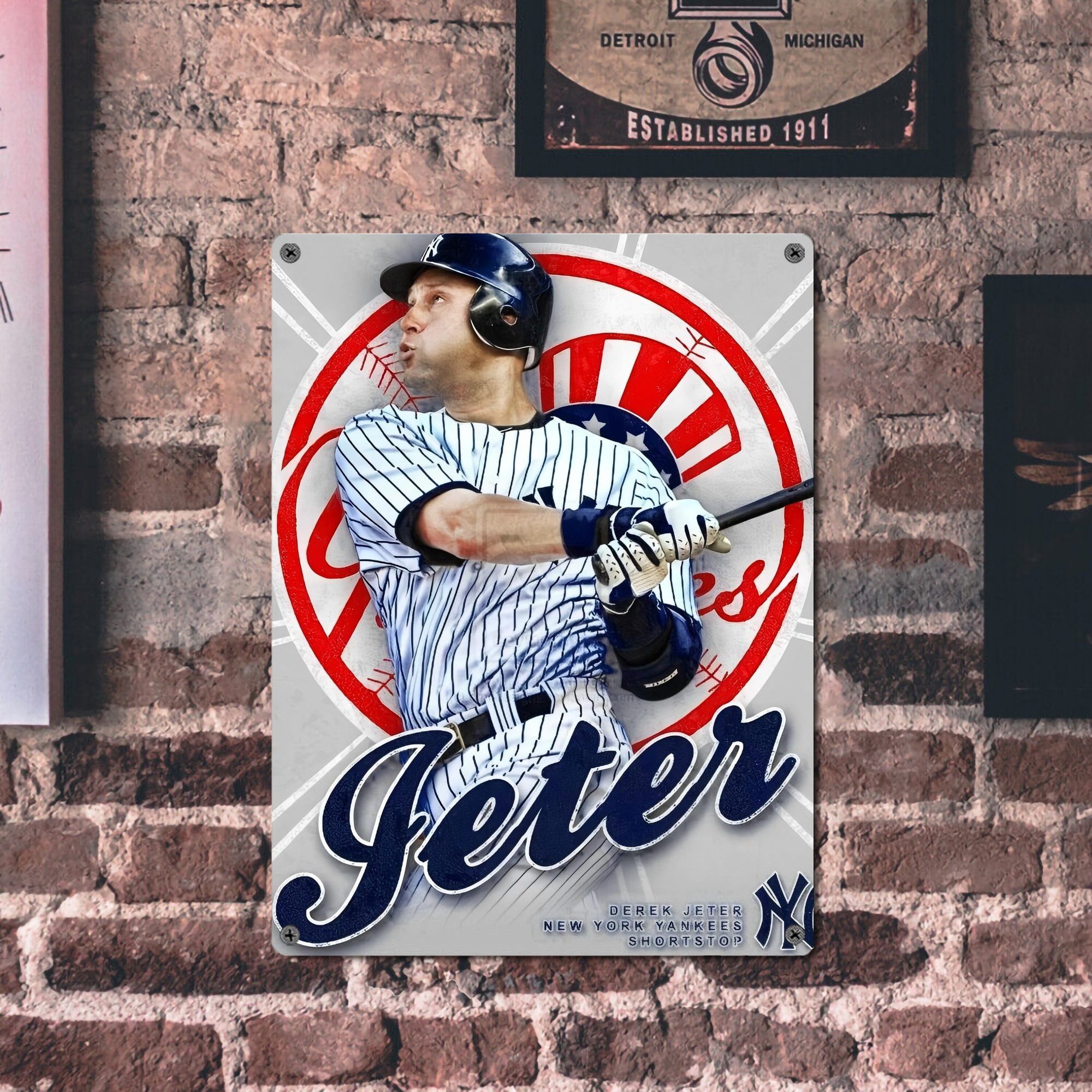 Derek Jeter 62 Vintage Metal Tin Sign 12x16inch – Retro Wall Art Decor For Home, Bar, Kitchen, Bedroom, Office – Durable Iron Sheet Poster, Easy To Hang, Full-Color Printing