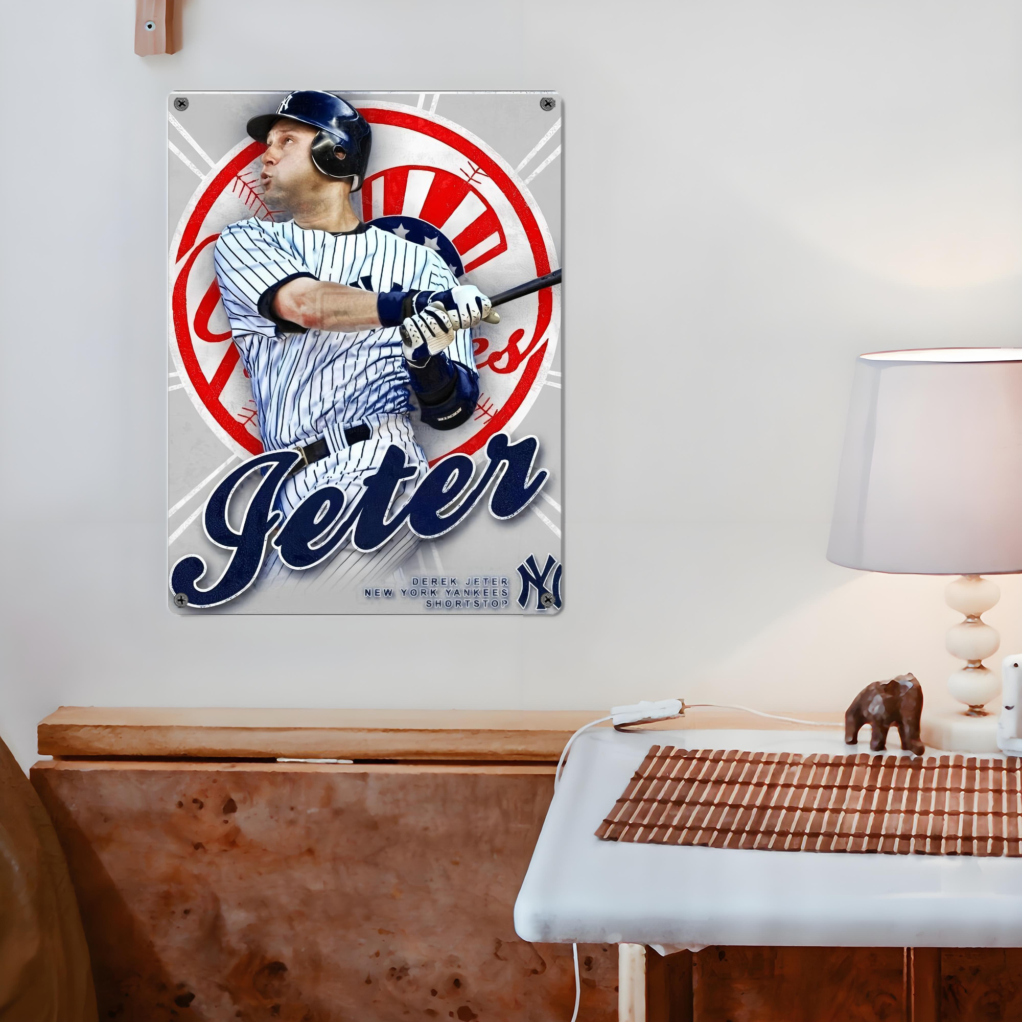 Derek Jeter 62 Vintage Metal Tin Sign 12x16inch – Retro Wall Art Decor For Home, Bar, Kitchen, Bedroom, Office – Durable Iron Sheet Poster, Easy To Hang, Full-Color Printing