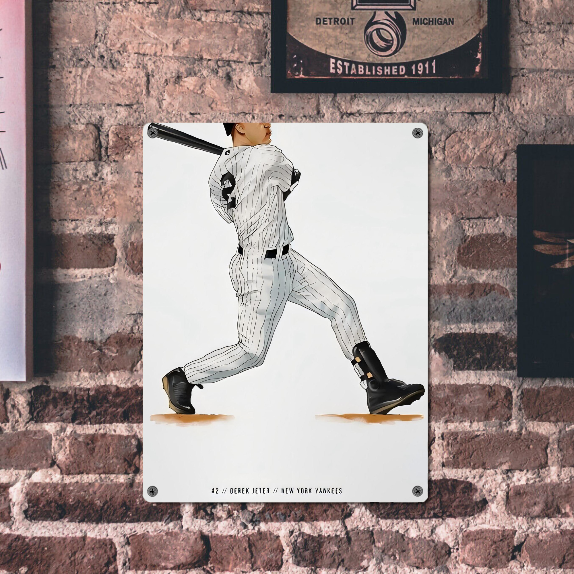 Derek Jeter 64 Vintage Metal Tin Sign 12x16inch – Retro Wall Art Decor For Home, Bar, Kitchen, Bedroom, Office – Durable Iron Sheet Poster, Easy To Hang, Full-Color Printing