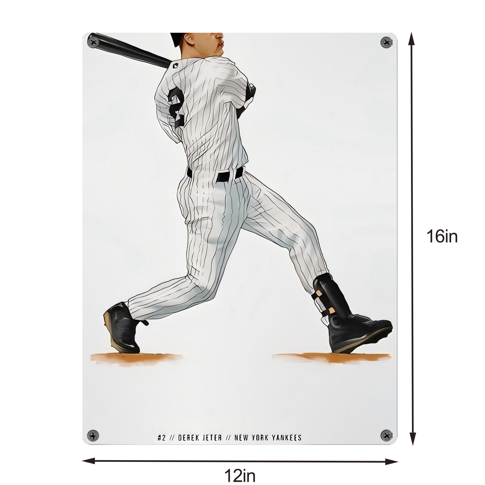Derek Jeter 64 Vintage Metal Tin Sign 12x16inch – Retro Wall Art Decor For Home, Bar, Kitchen, Bedroom, Office – Durable Iron Sheet Poster, Easy To Hang, Full-Color Printing