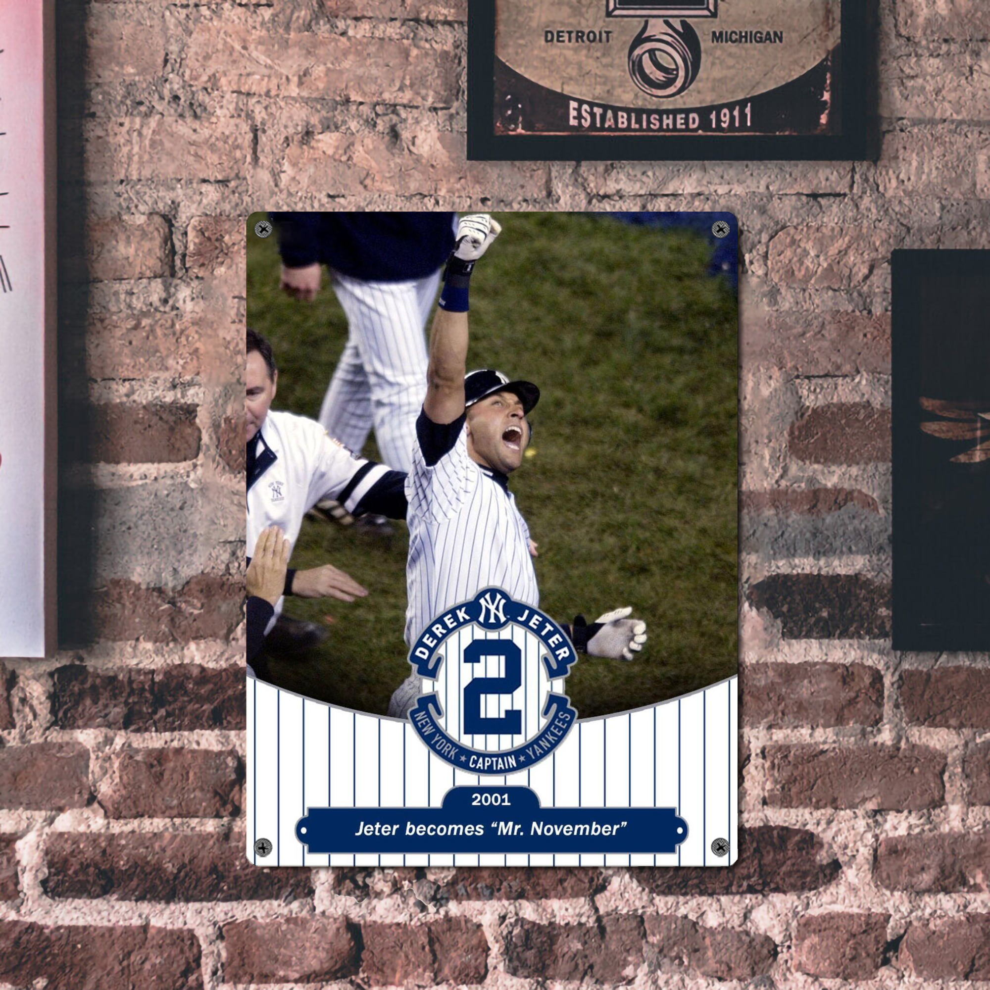 Derek Jeter 87 Vintage Metal Tin Sign 12x16inch – Retro Wall Art Decor For Home, Bar, Kitchen, Bedroom, Office – Durable Iron Sheet Poster, Easy To Hang, Full-Color Printing