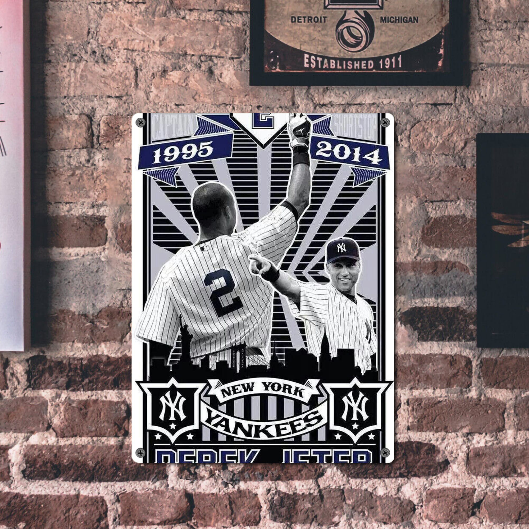 Derek Jeter 89 Vintage Metal Tin Sign 12x16inch – Retro Wall Art Decor For Home, Bar, Kitchen, Bedroom, Office – Durable Iron Sheet Poster, Easy To Hang, Full-Color Printing