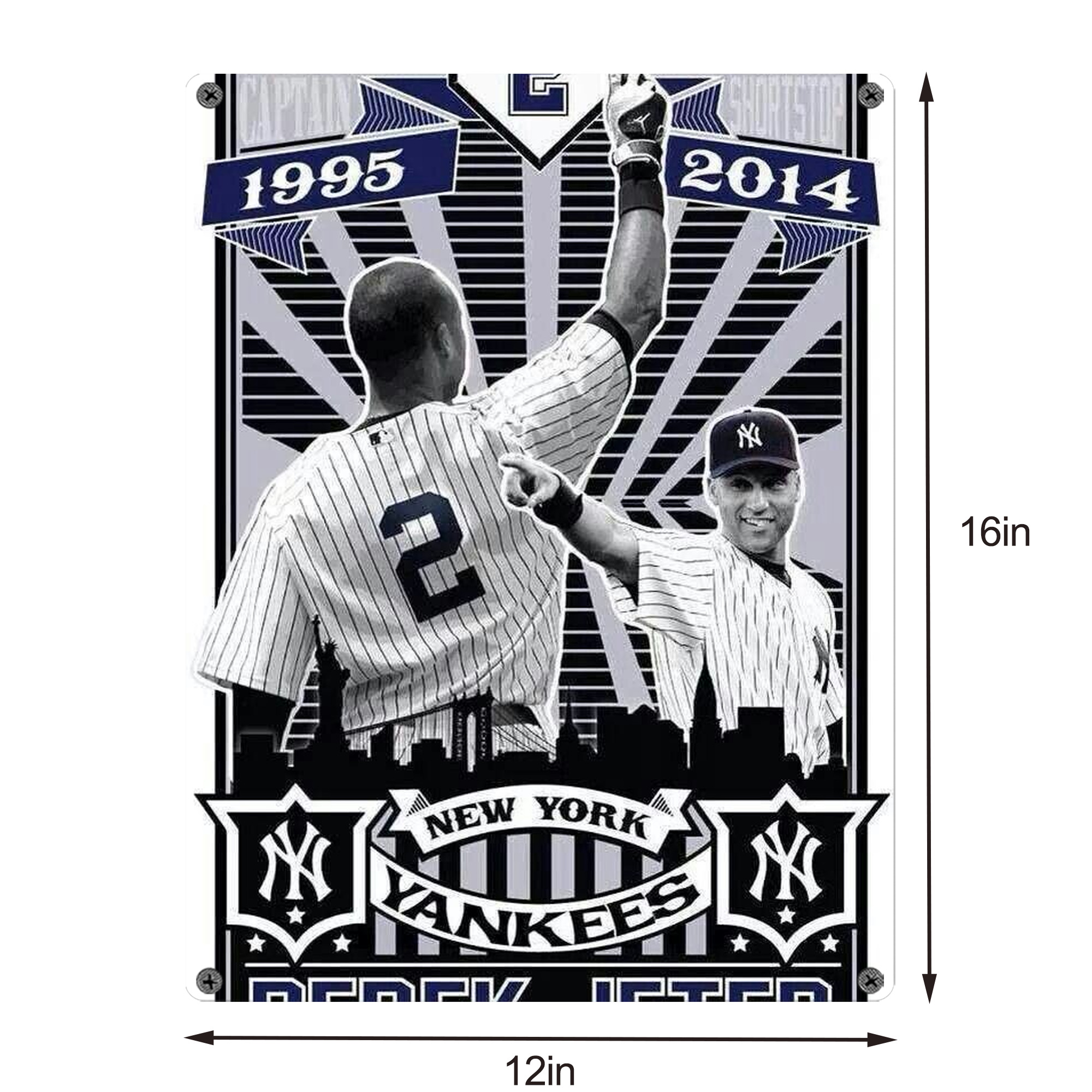 Derek Jeter 89 Vintage Metal Tin Sign 12x16inch – Retro Wall Art Decor For Home, Bar, Kitchen, Bedroom, Office – Durable Iron Sheet Poster, Easy To Hang, Full-Color Printing