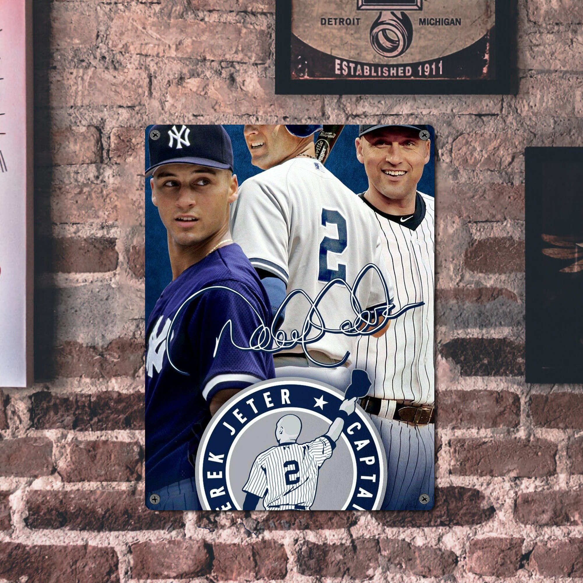 Derek Jeter 92 Vintage Metal Tin Sign 12x16inch – Retro Wall Art Decor For Home, Bar, Kitchen, Bedroom, Office – Durable Iron Sheet Poster, Easy To Hang, Full-Color Printing