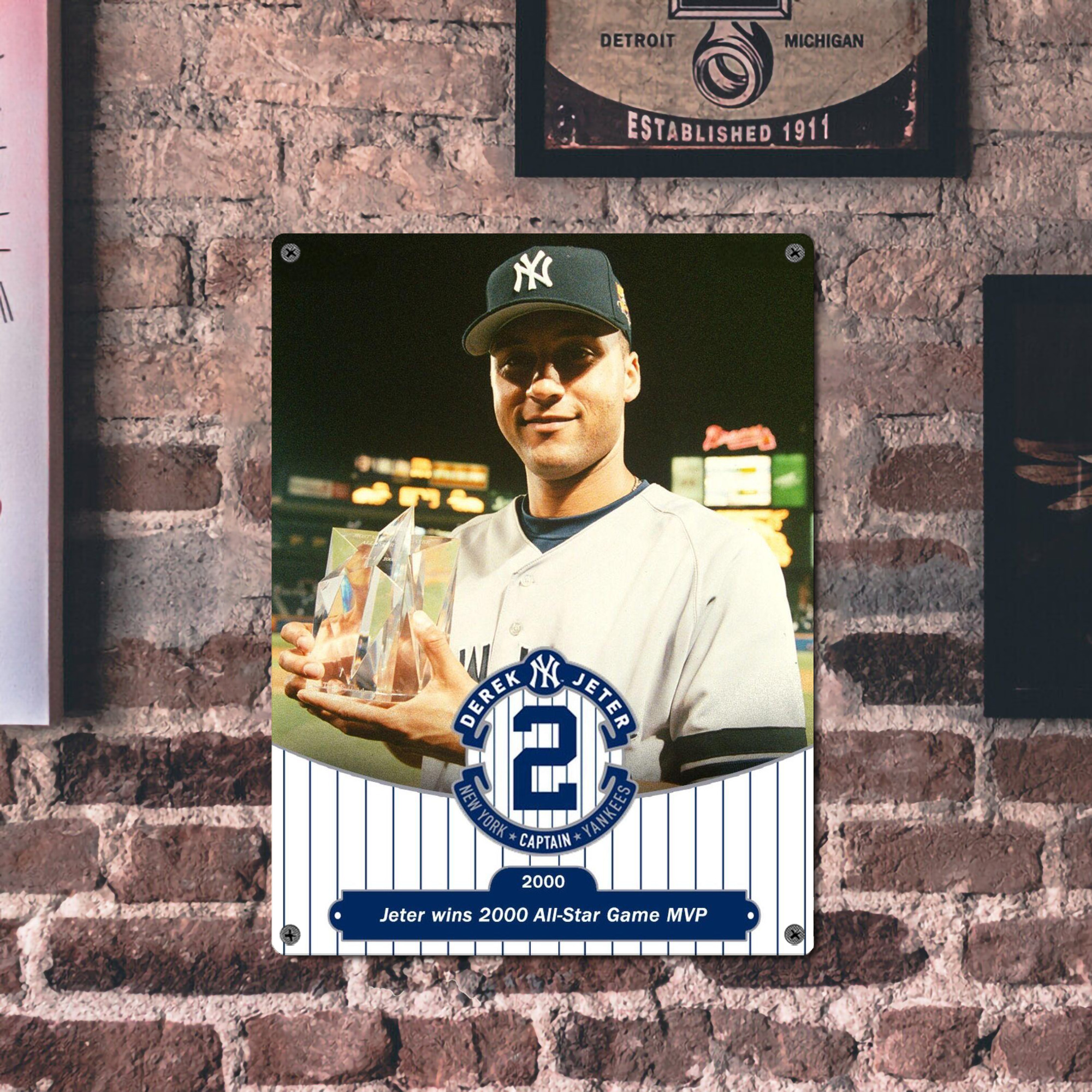 Derek Jeter 93 Vintage Metal Tin Sign 12x16inch – Retro Wall Art Decor For Home, Bar, Kitchen, Bedroom, Office – Durable Iron Sheet Poster, Easy To Hang, Full-Color Printing