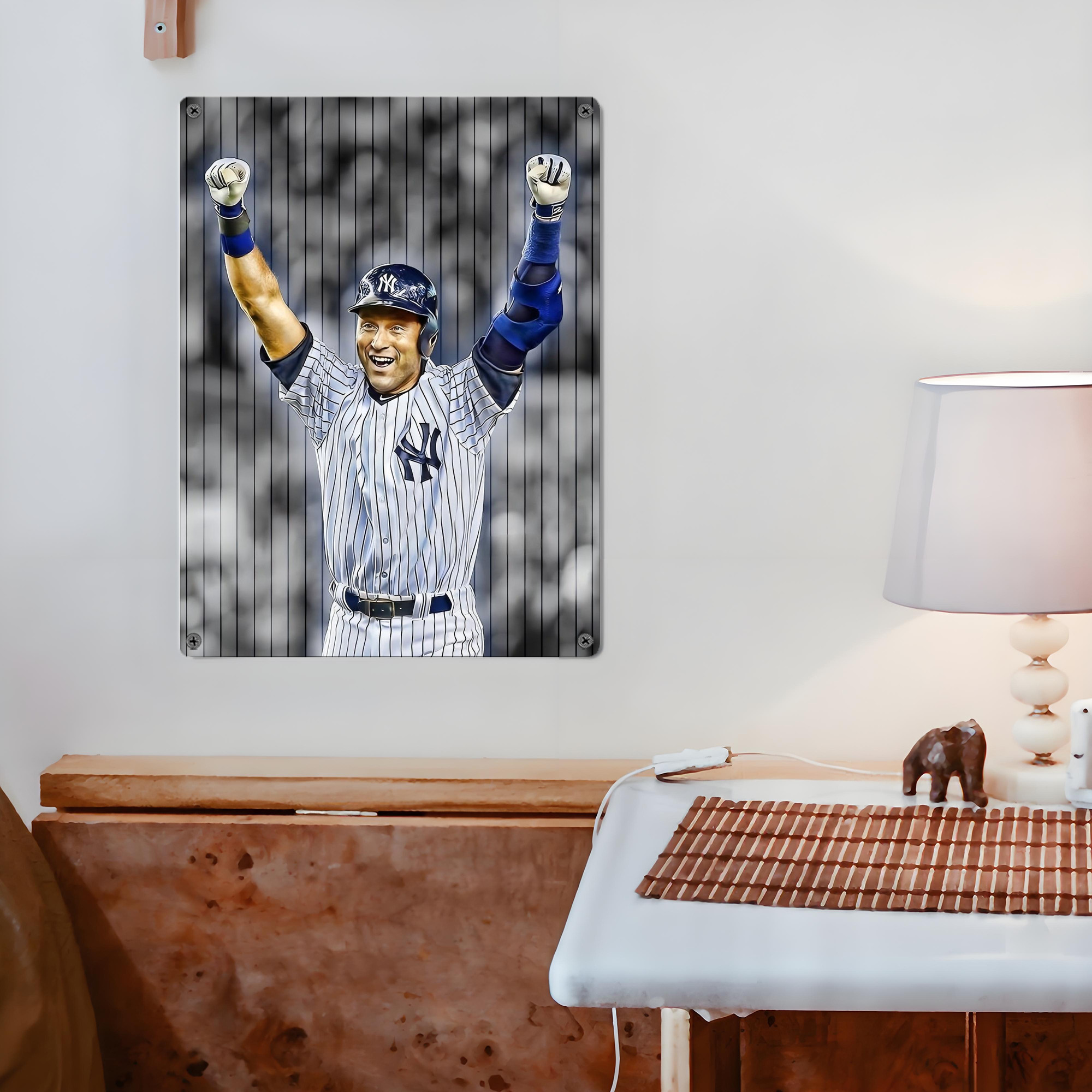 Derek Jeter 96 Vintage Metal Tin Sign 12x16inch – Retro Wall Art Decor For Home, Bar, Kitchen, Bedroom, Office – Durable Iron Sheet Poster, Easy To Hang, Full-Color Printing