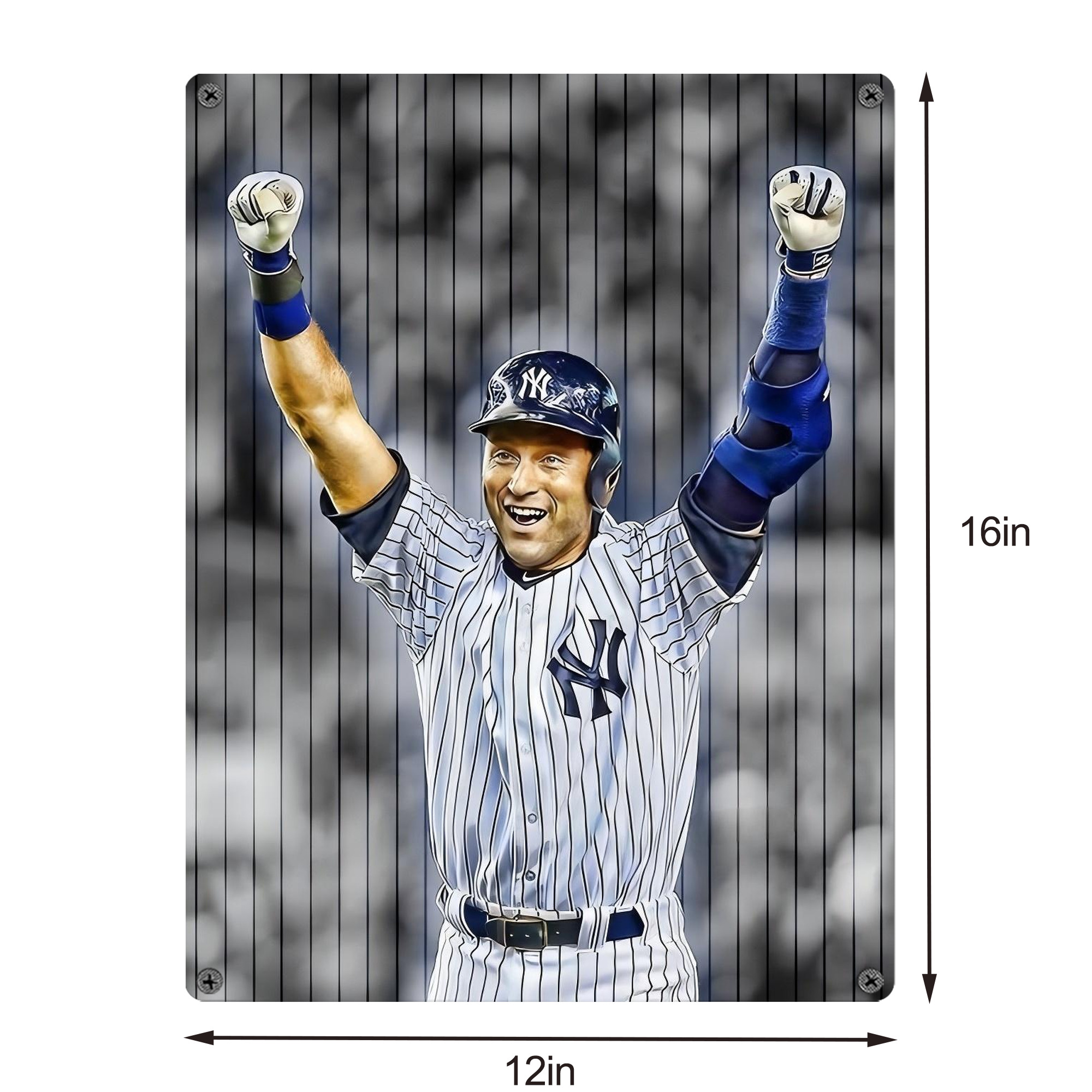 Derek Jeter 96 Vintage Metal Tin Sign 12x16inch – Retro Wall Art Decor For Home, Bar, Kitchen, Bedroom, Office – Durable Iron Sheet Poster, Easy To Hang, Full-Color Printing