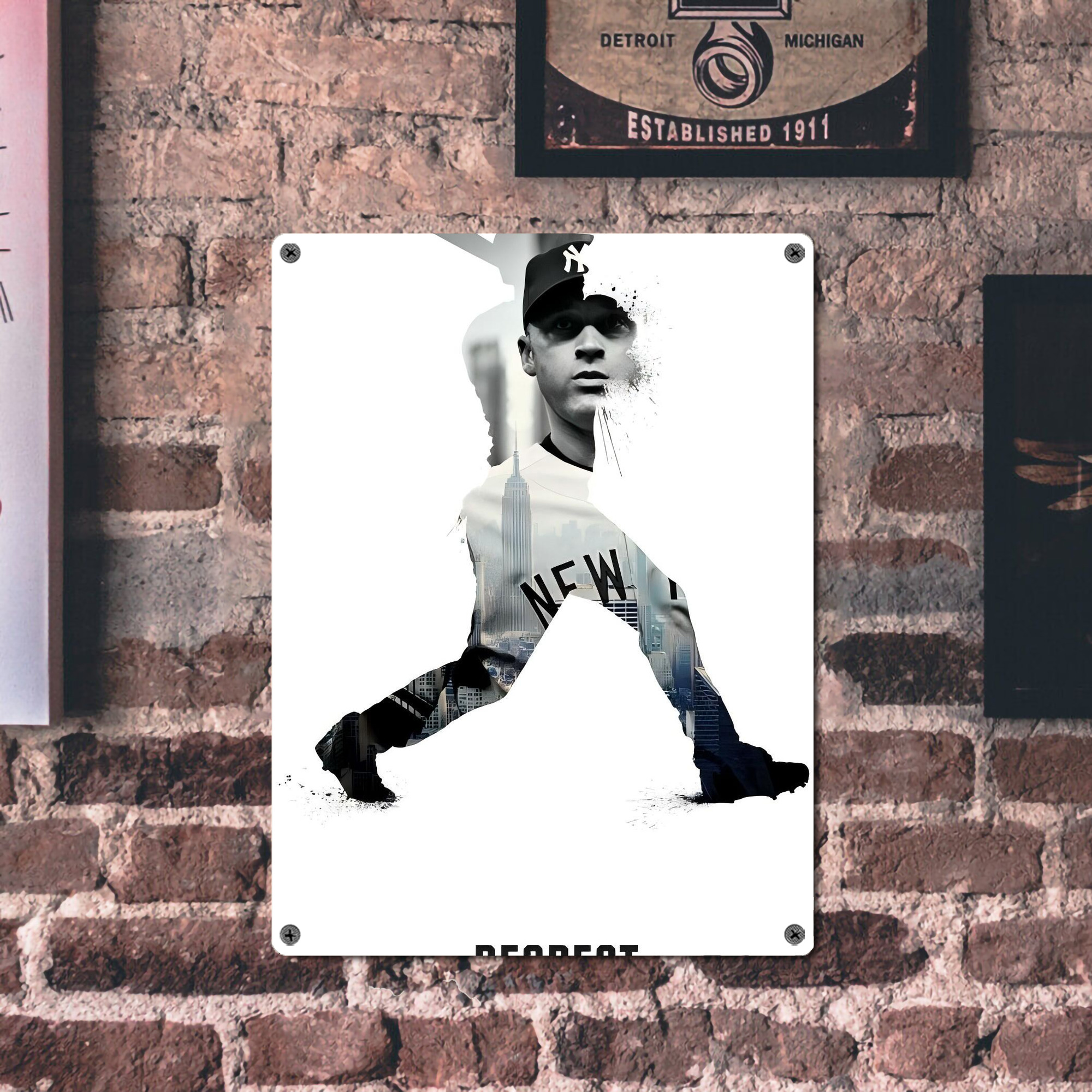 Derek Jeter 98 Vintage Metal Tin Sign 12x16inch – Retro Wall Art Decor For Home, Bar, Kitchen, Bedroom, Office – Durable Iron Sheet Poster, Easy To Hang, Full-Color Printing