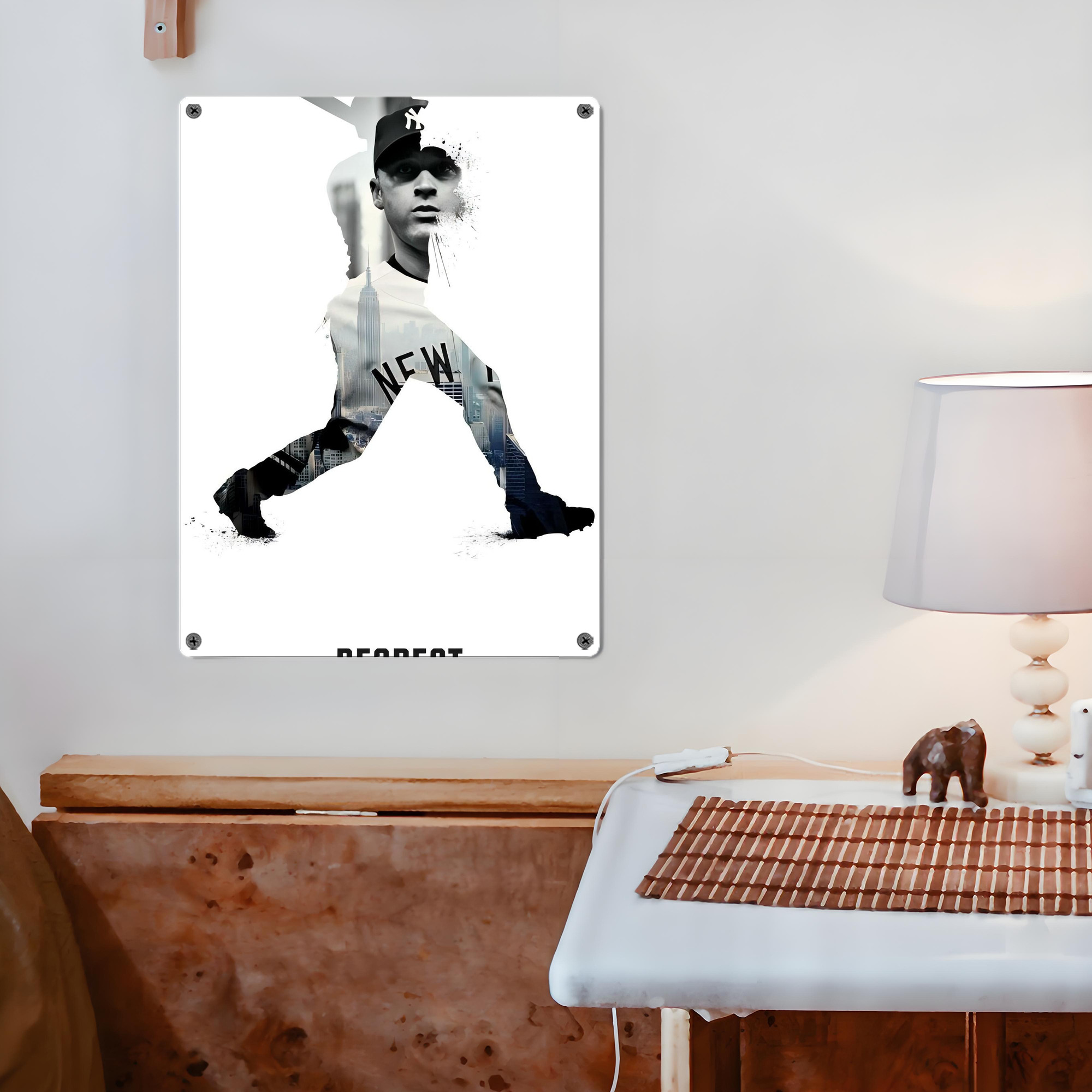 Derek Jeter 98 Vintage Metal Tin Sign 12x16inch – Retro Wall Art Decor For Home, Bar, Kitchen, Bedroom, Office – Durable Iron Sheet Poster, Easy To Hang, Full-Color Printing