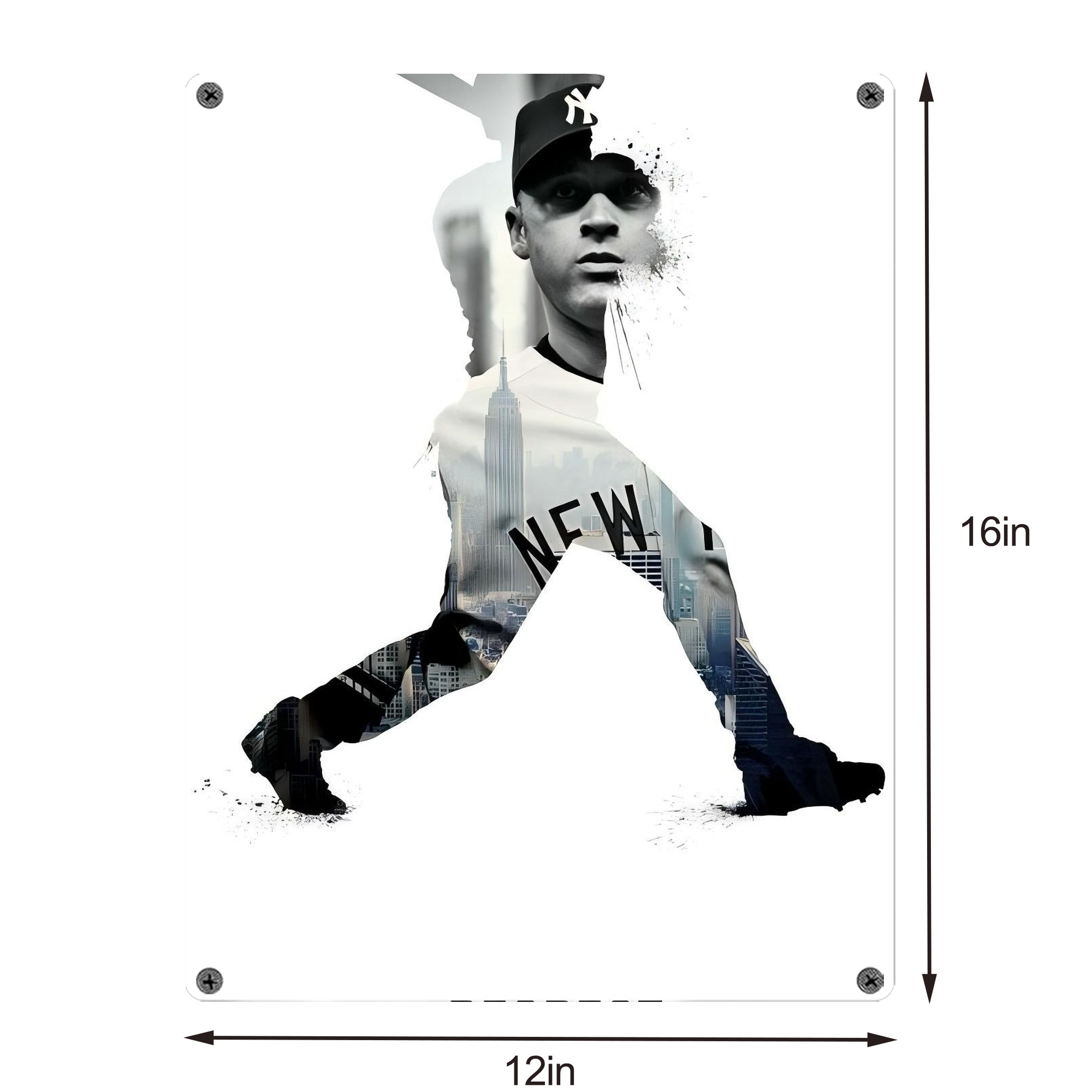 Derek Jeter 98 Vintage Metal Tin Sign 12x16inch – Retro Wall Art Decor For Home, Bar, Kitchen, Bedroom, Office – Durable Iron Sheet Poster, Easy To Hang, Full-Color Printing
