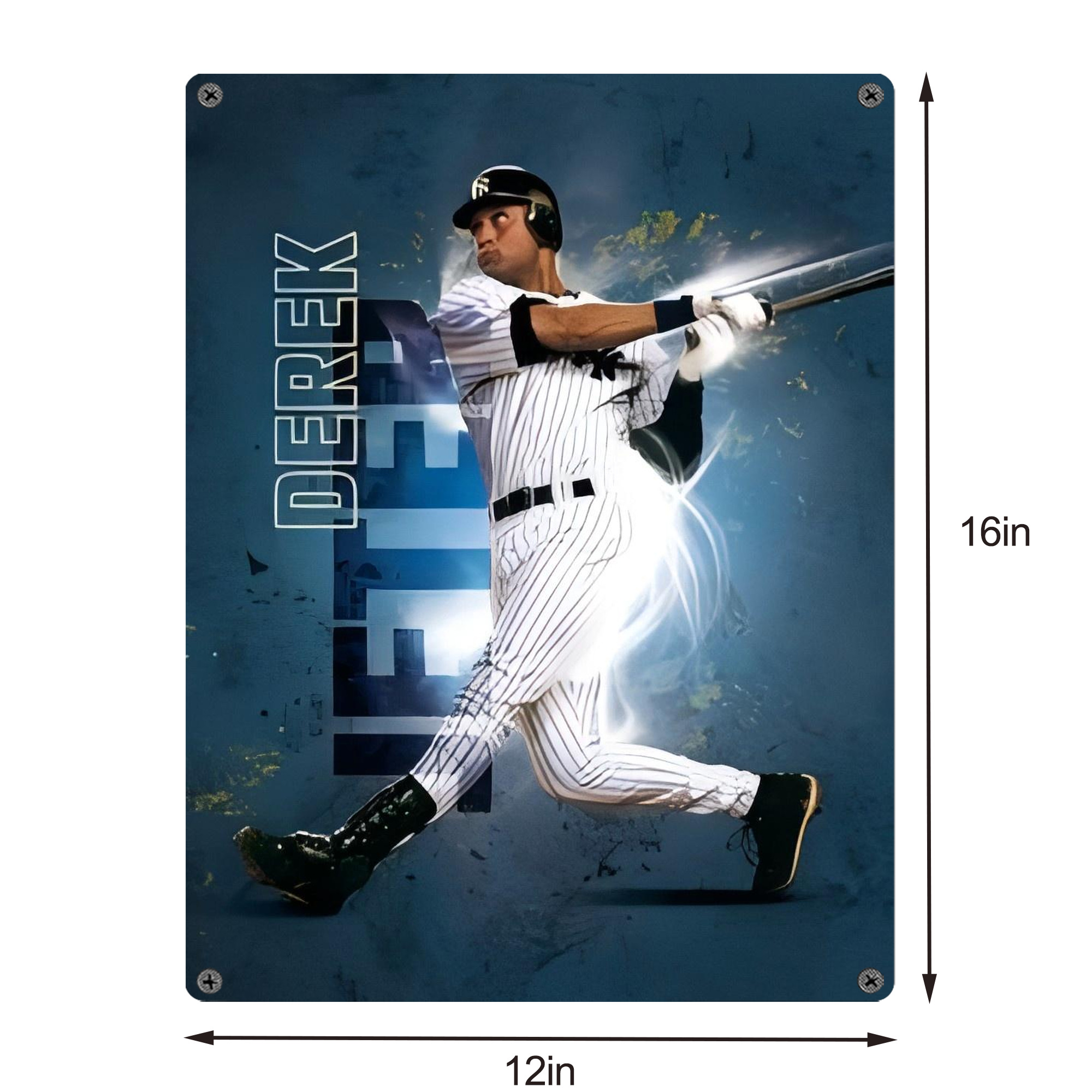 Derek Jeter 99 Vintage Metal Tin Sign 12x16inch – Retro Wall Art Decor For Home, Bar, Kitchen, Bedroom, Office – Durable Iron Sheet Poster, Easy To Hang, Full-Color Printing