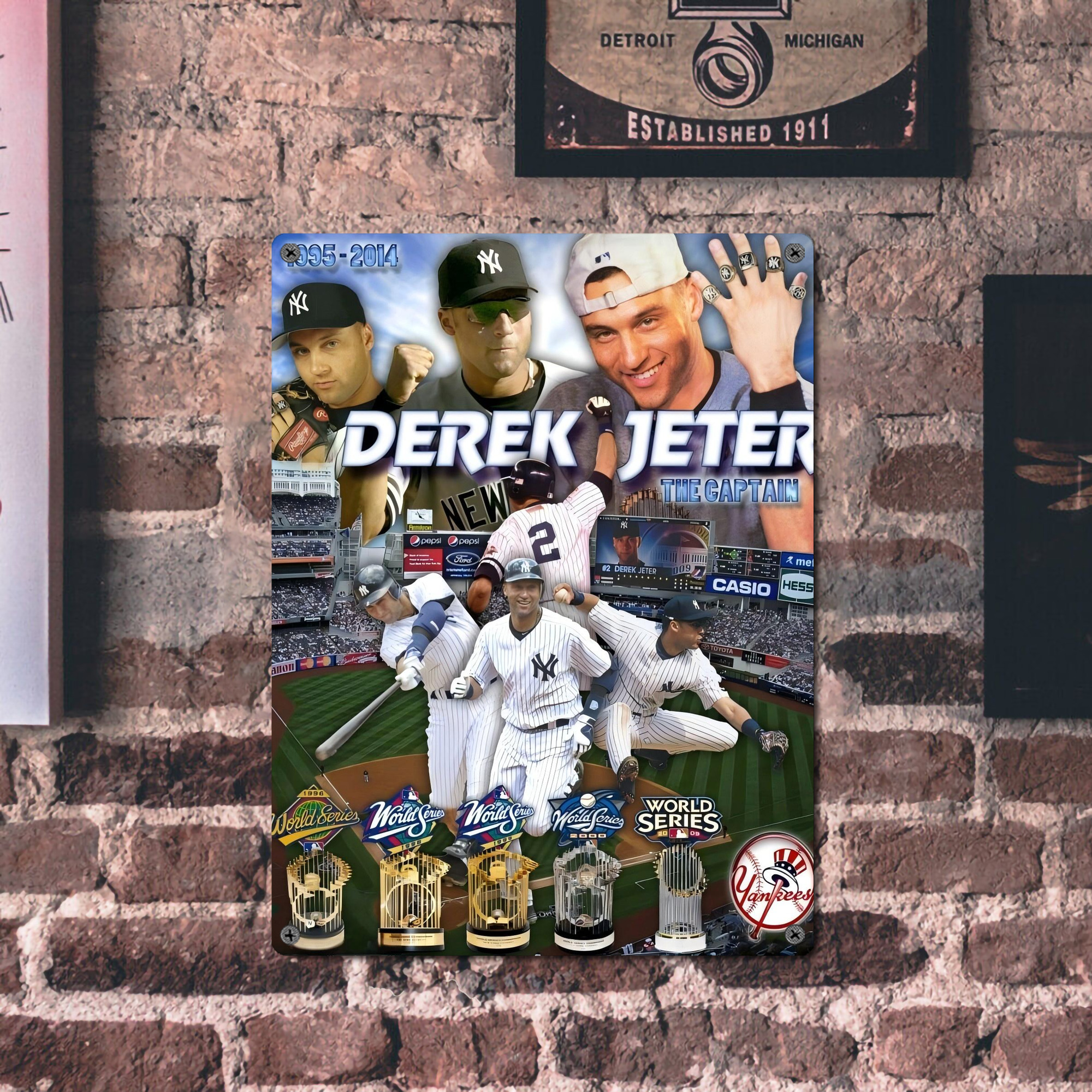 Derek Jeter 100 Vintage Metal Tin Sign 12x16inch – Retro Wall Art Decor For Home, Bar, Kitchen, Bedroom, Office – Durable Iron Sheet Poster, Easy To Hang, Full-Color Printing
